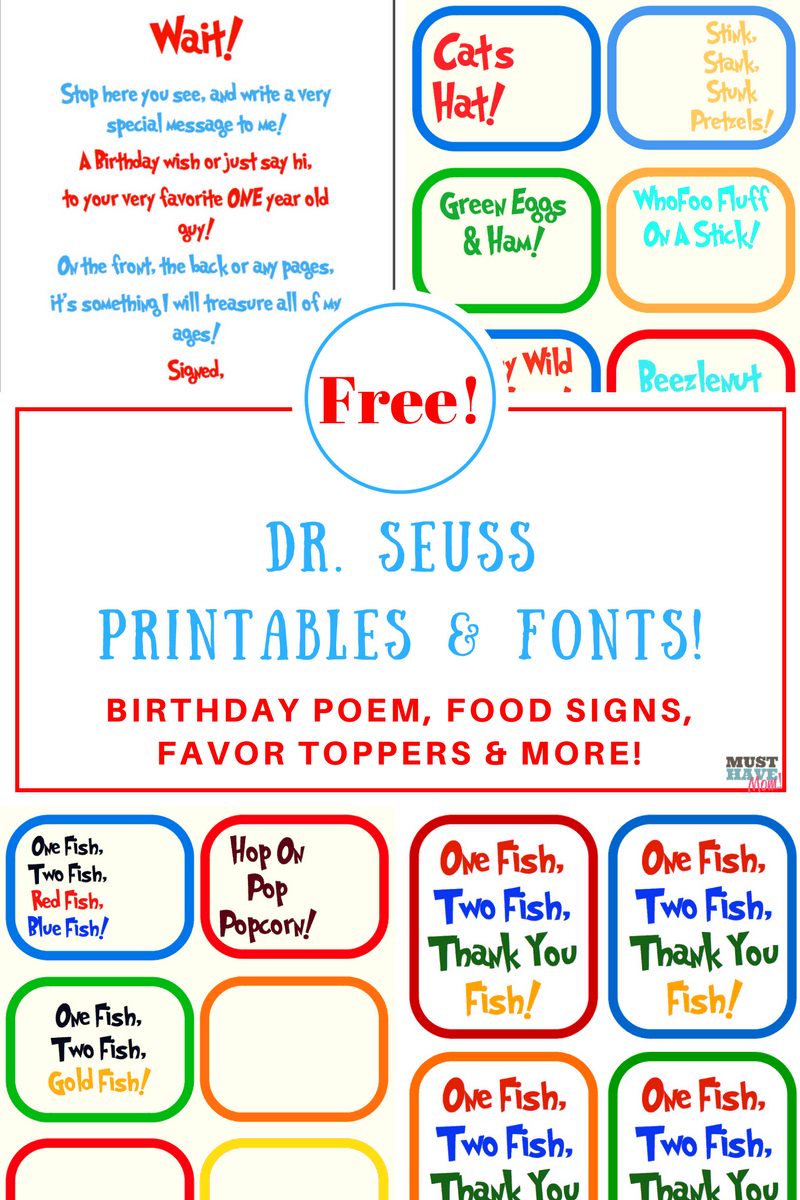 Free Dr. Seuss Printables & Fonts! With Regard To Dr Seuss Birthday Card Template
