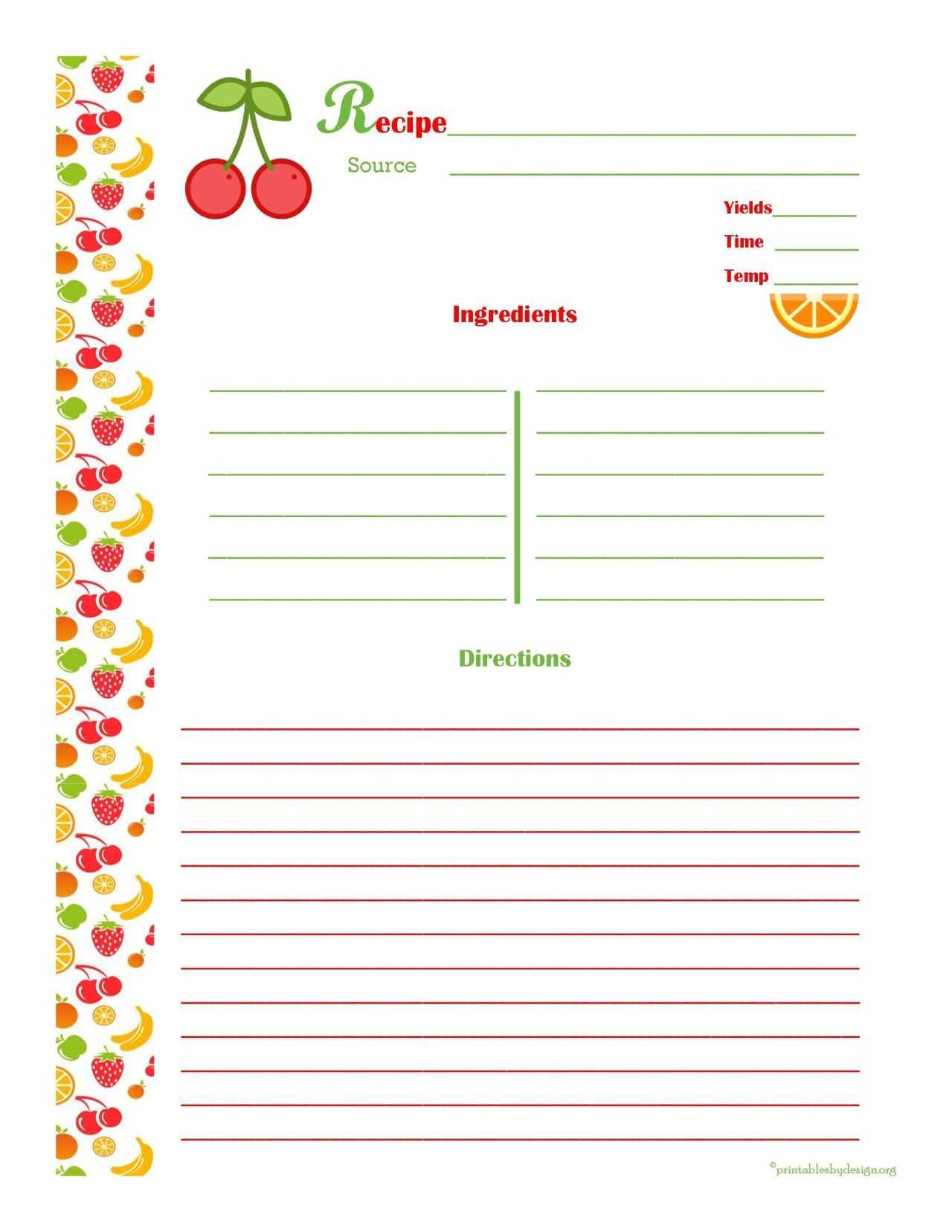 Free Editable Recipe Card Templates For Microsoft Word For Free Recipe Card Templates For Microsoft Word