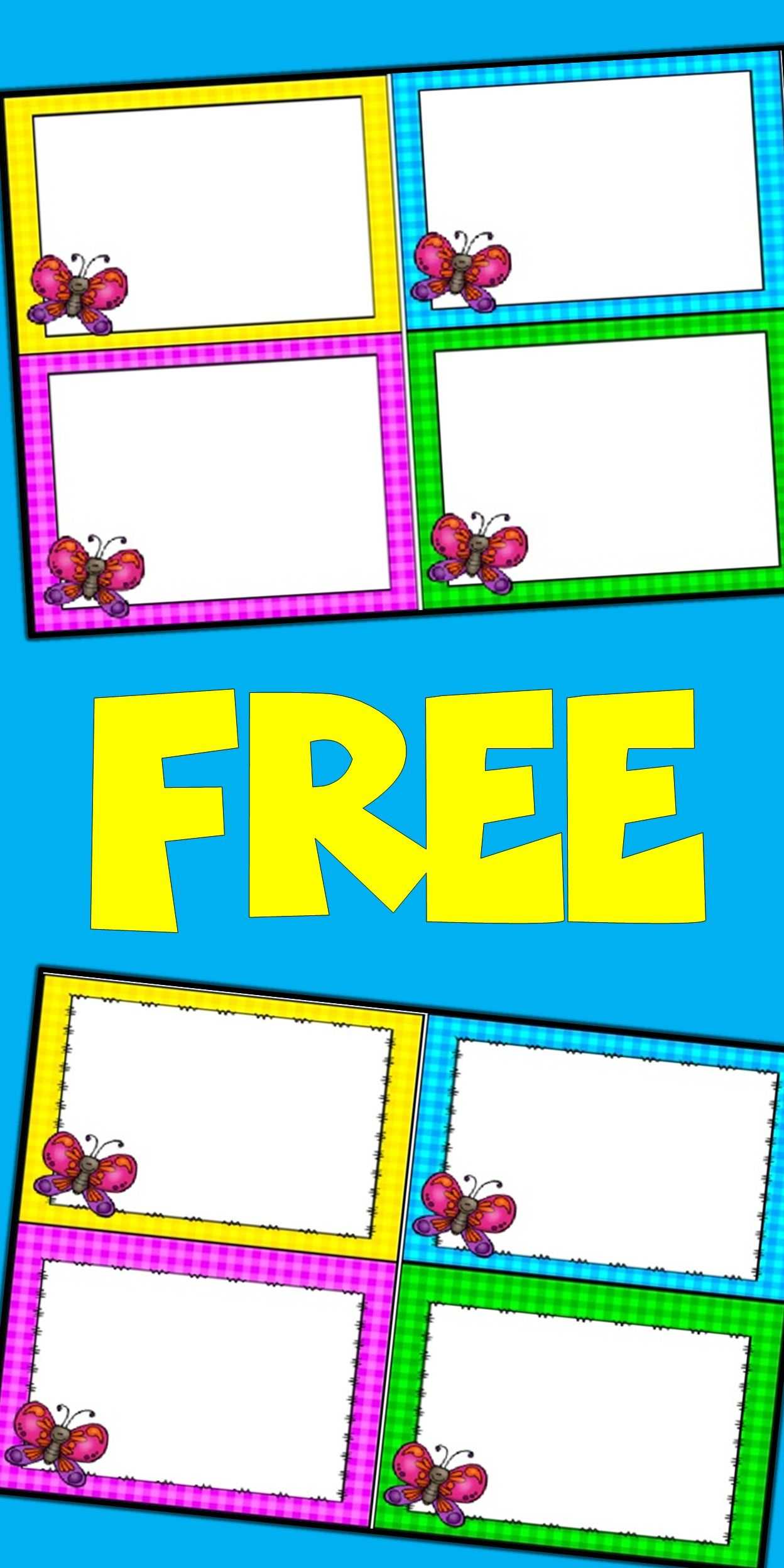 Free Editable Spring Card Templates | Butterflies In Free Printable Flash Cards Template
