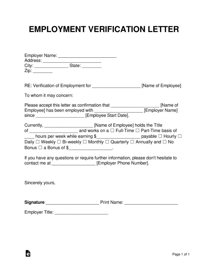 Free Employment (Income) Verification Letter - Pdf | Word With Regard To Employment Verification Letter Template Word
