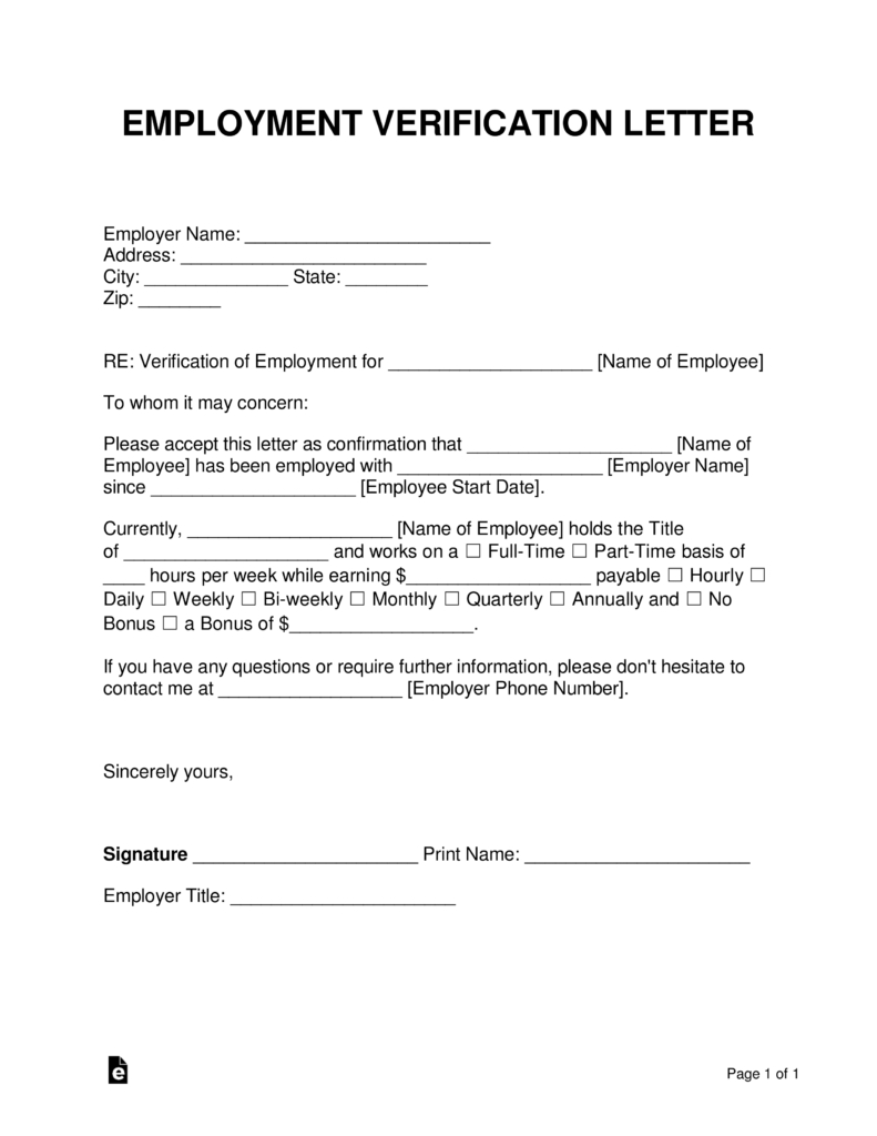 Free Employment (Income) Verification Letter – Pdf | Word With Regard To Employment Verification Letter Template Word