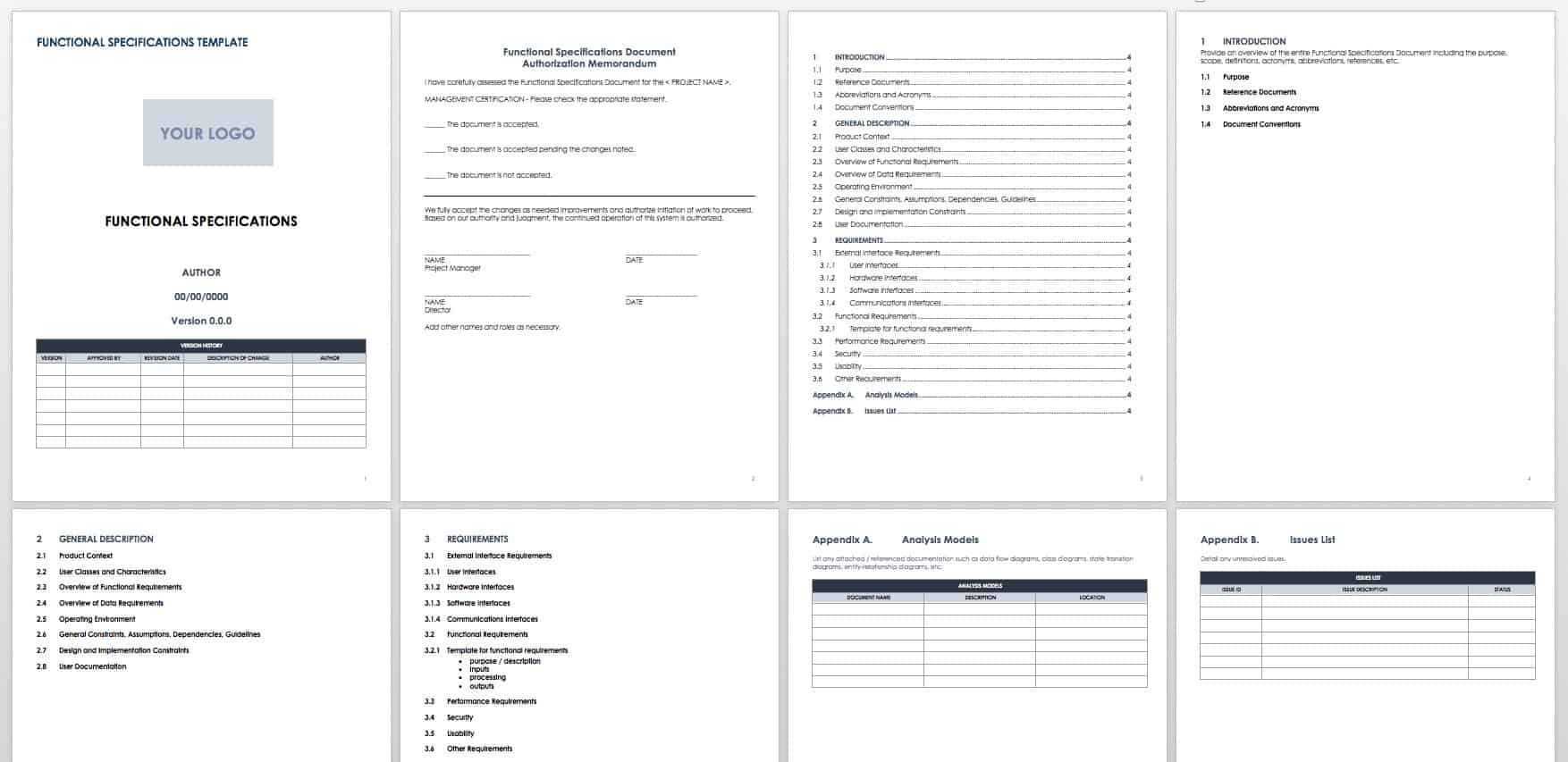 Free Functional Specification Templates | Smartsheet Throughout Report Specification Template