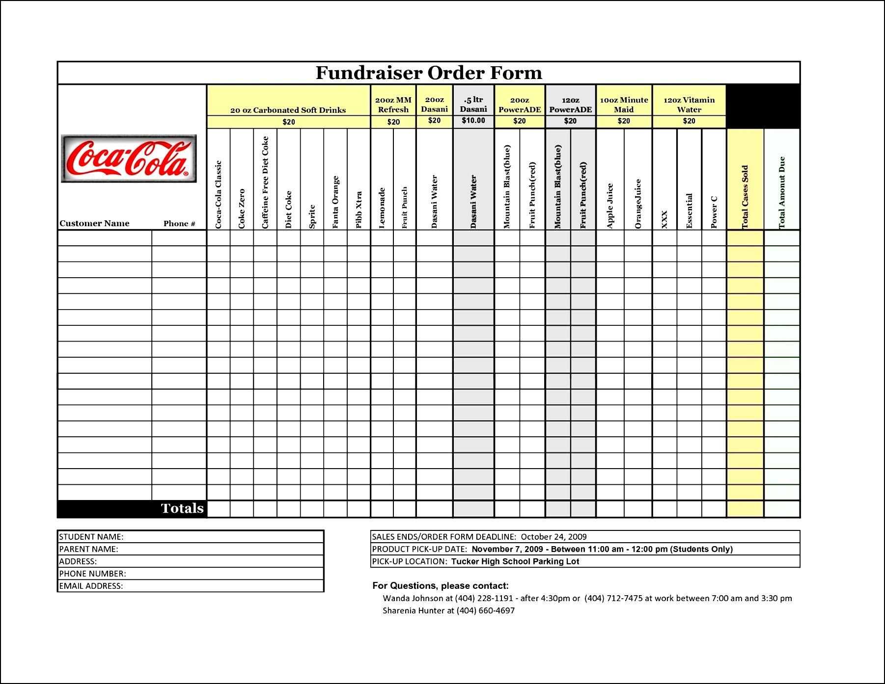 Free Fundraiser Order Form Template | Besttemplates123 Regarding Blank Fundraiser Order Form Template