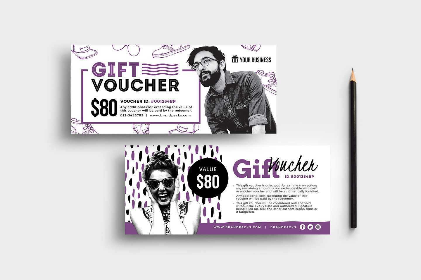 Free Gift Voucher Templates (Psd & Ai) – Brandpacks Intended For Gift Card Template Illustrator