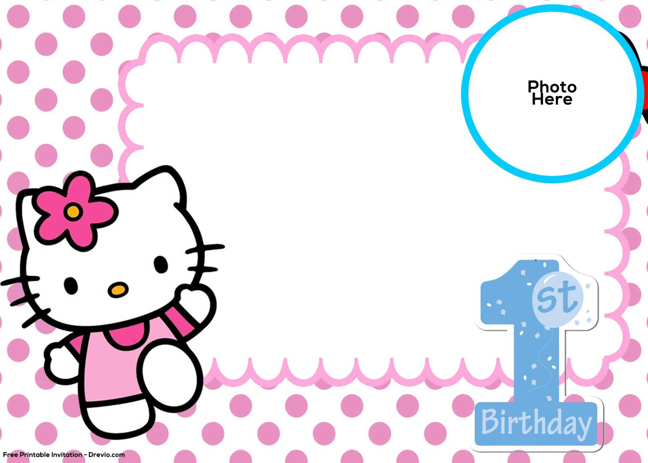 Free Hello Kitty 1St Birthday Invitation Template | Birthday Intended For Hello Kitty Birthday Banner Template Free