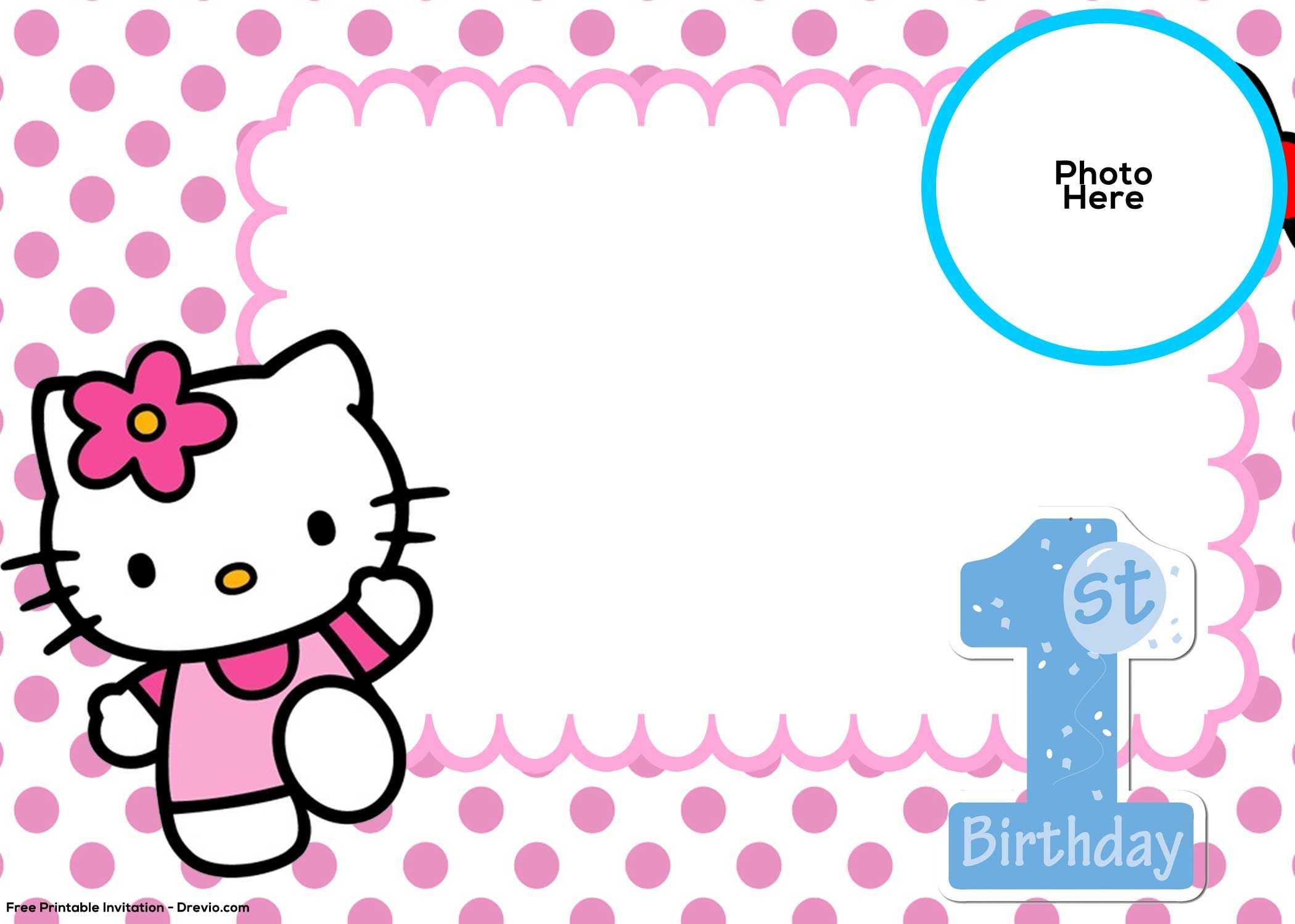 Free Hello Kitty 1St Birthday Invitation Template | Birthday With Hello Kitty Birthday Card Template Free