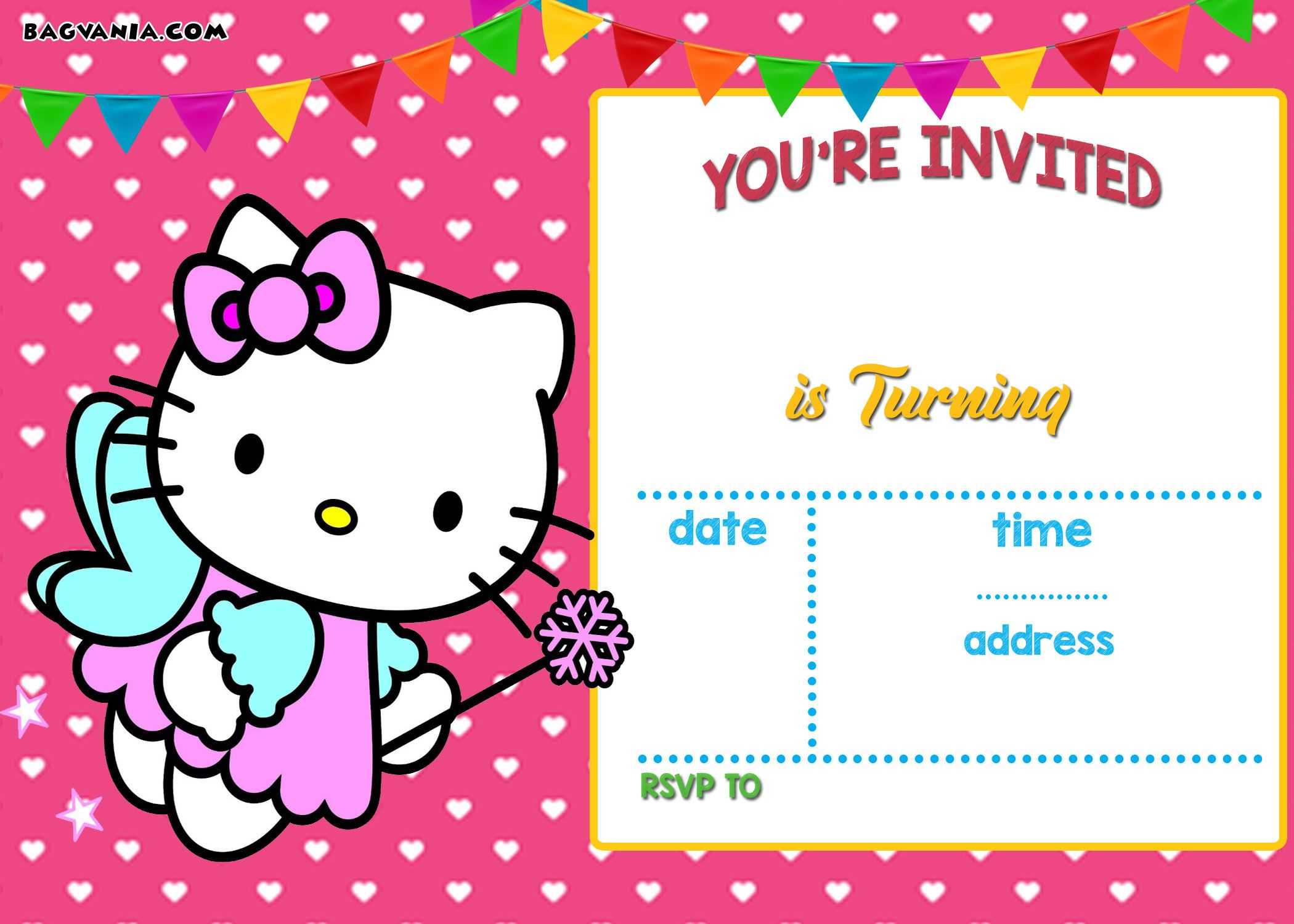 Free Hello Kitty Invitation Templates | Free Printable With Regard To Hello Kitty Birthday Card Template Free