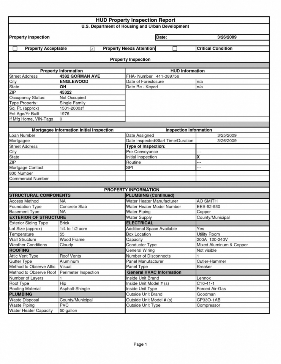 Free Home Inspection Report Template Excel Home Inspection For Home Inspection Report Template Free