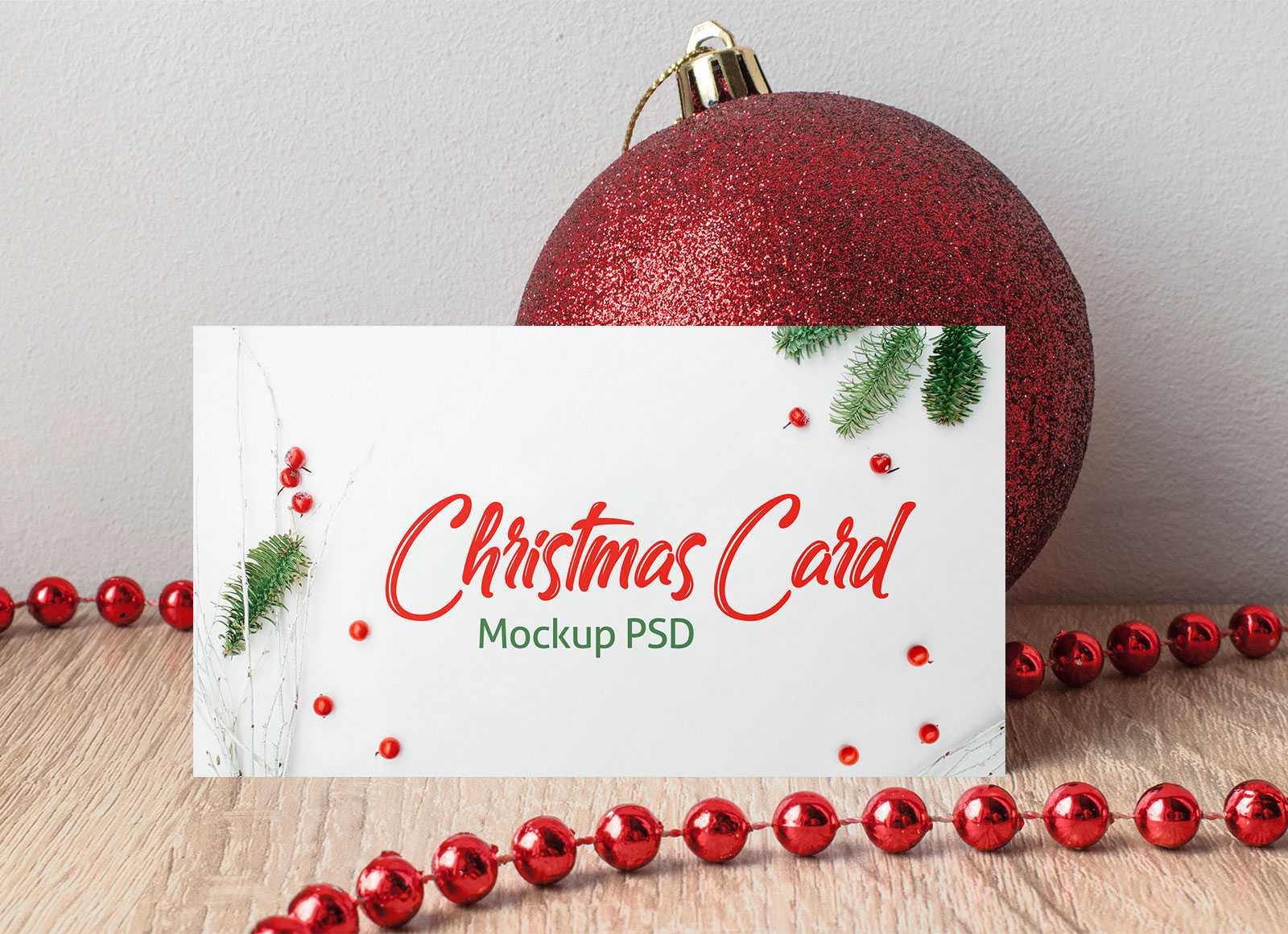 Free Horizontal Christmas Greeting Card Mockup Psd | Free Pertaining To Christmas Photo Card Templates Photoshop