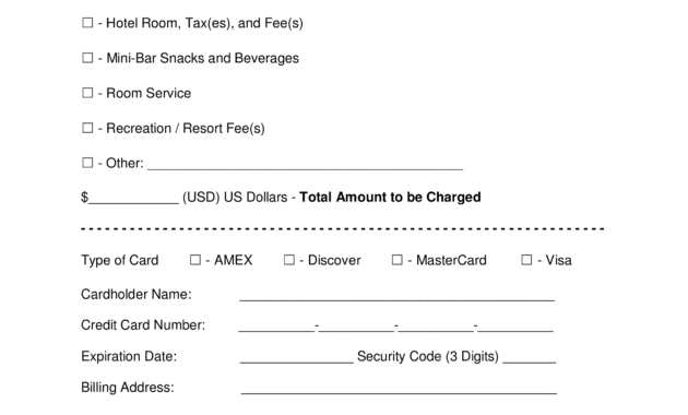 Free Hotel Credit Card Authorization Forms - Word | Pdf intended for Hotel Credit Card Authorization Form Template