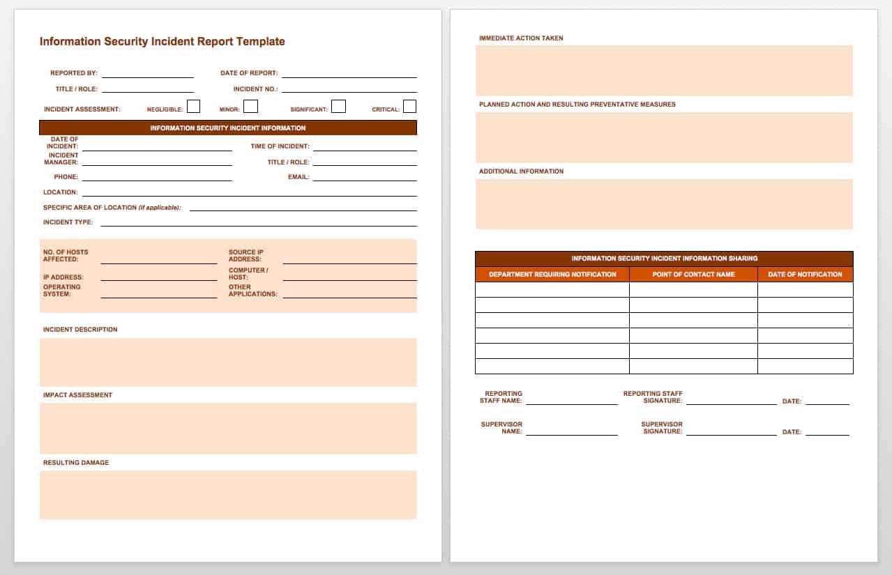 Free Incident Report Templates & Forms | Smartsheet Within Incident Report Log Template