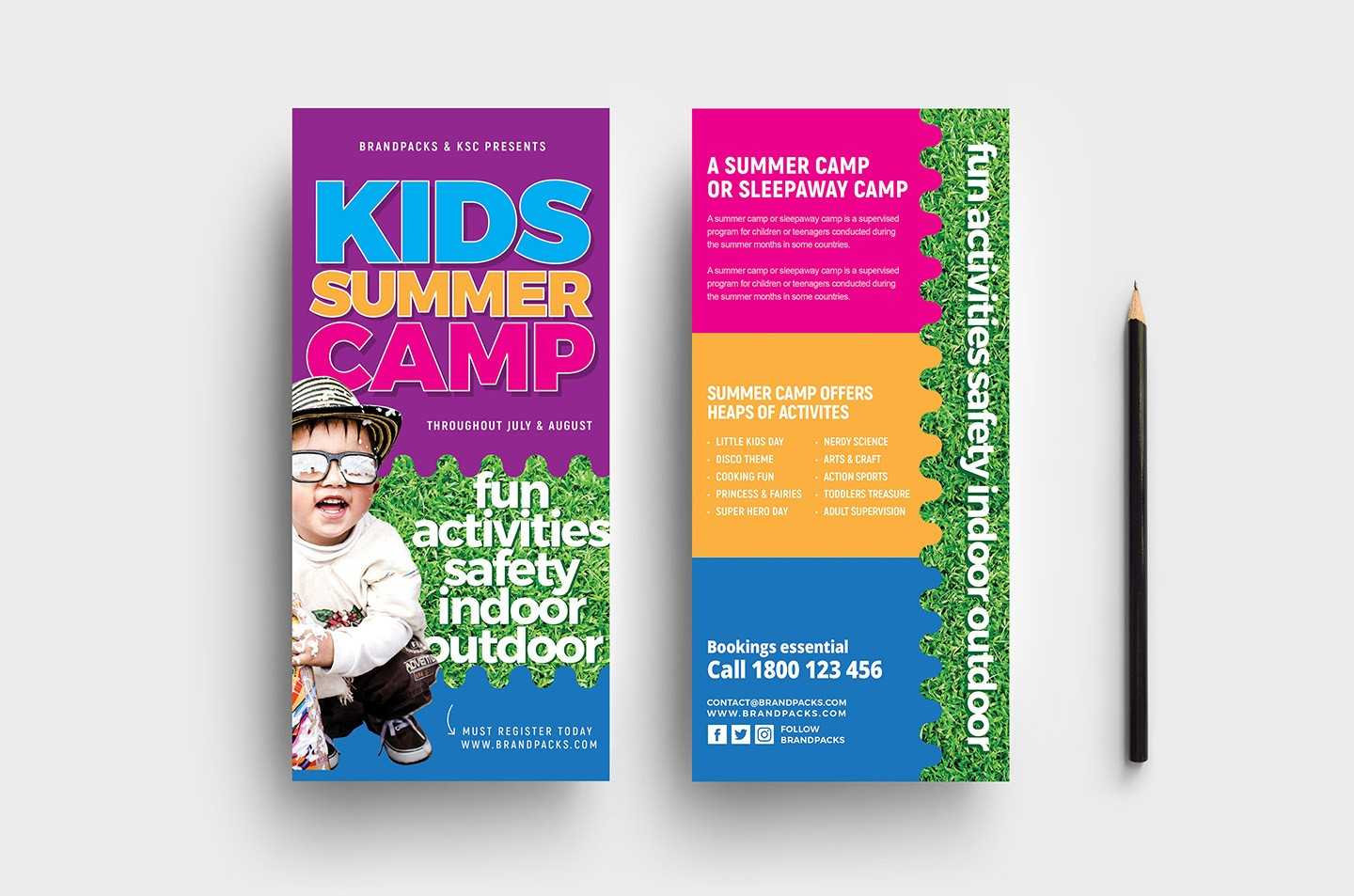 Free Kid's Camp Flyer & Brochure Template In Psd, Ai With Regard To Summer Camp Brochure Template Free Download