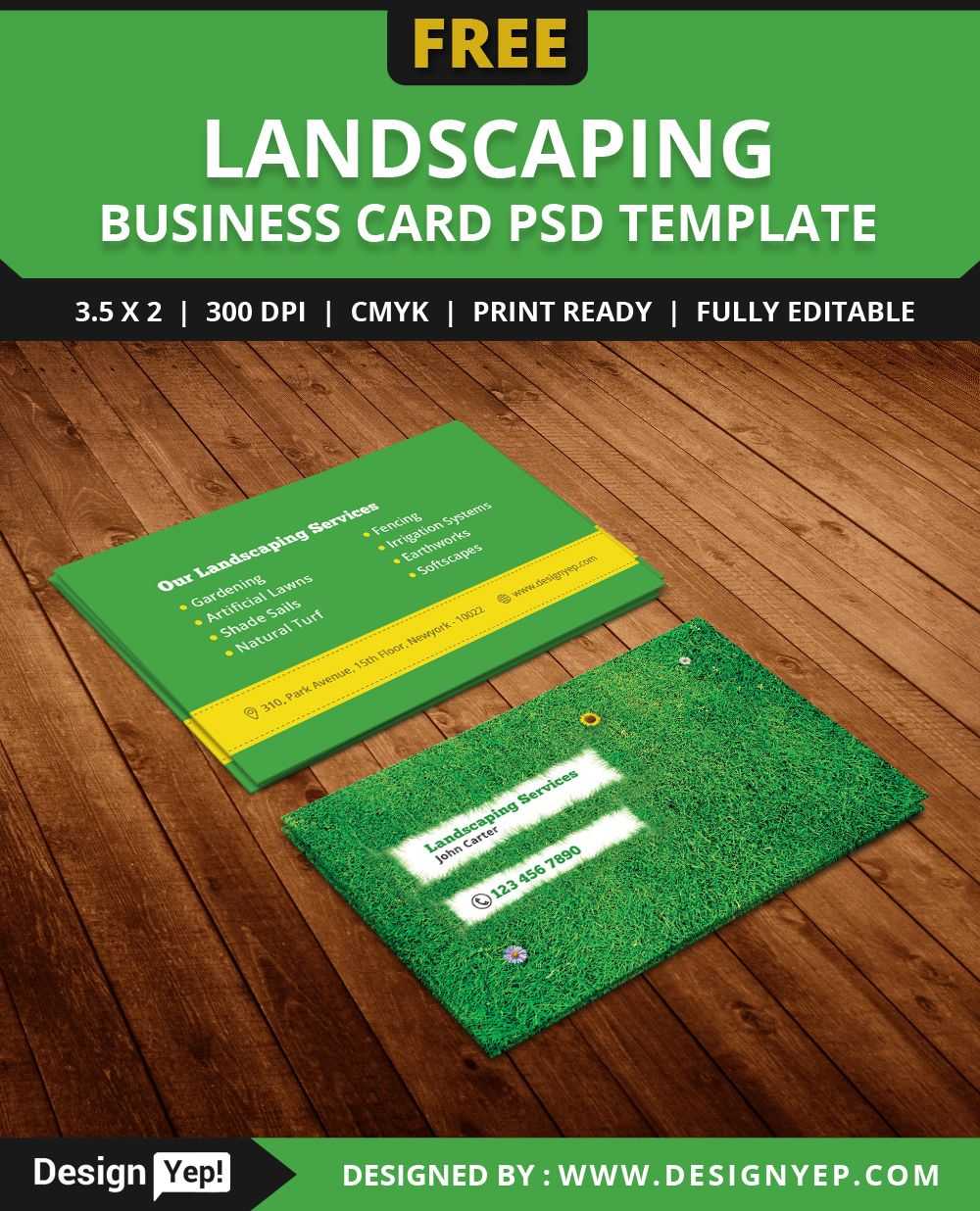 Free Landscaping Business Card Template Psd | Free Business With Gardening Business Cards Templates