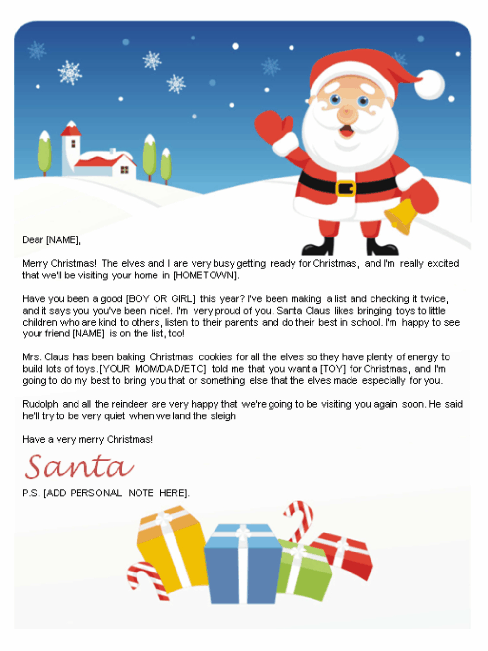 Free Letters From Santa | Santa Letters To Print At Home In Letter From Santa Template Word