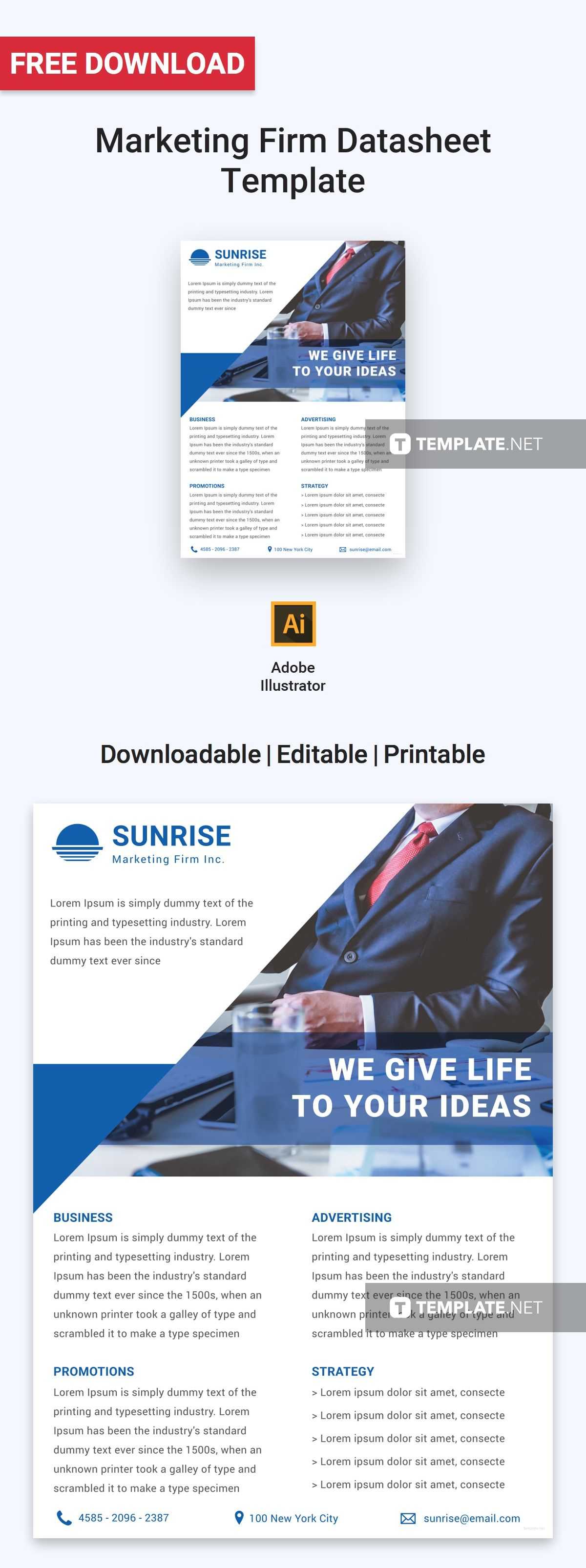 Free Marketing Firm Datasheet | Data Sheet Templates Regarding Datasheet Template Word