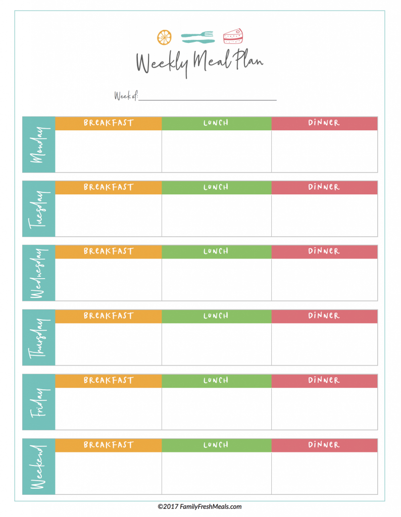 Free Meal Plan Printables – Family Fresh Meals For Blank Meal Plan Template
