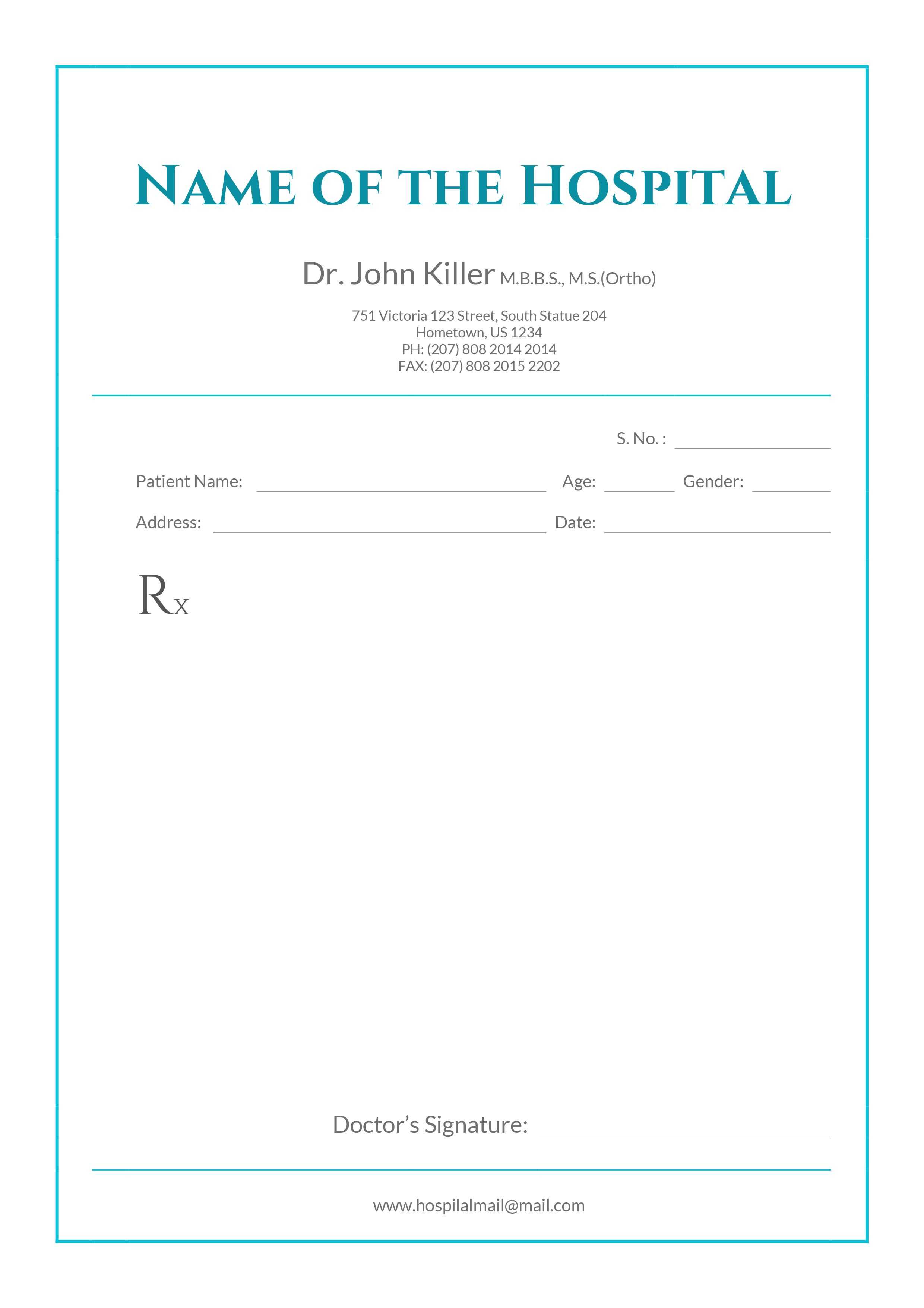 Free Medical Prescription Format | Download | Medical Pertaining To Doctors Prescription Template Word