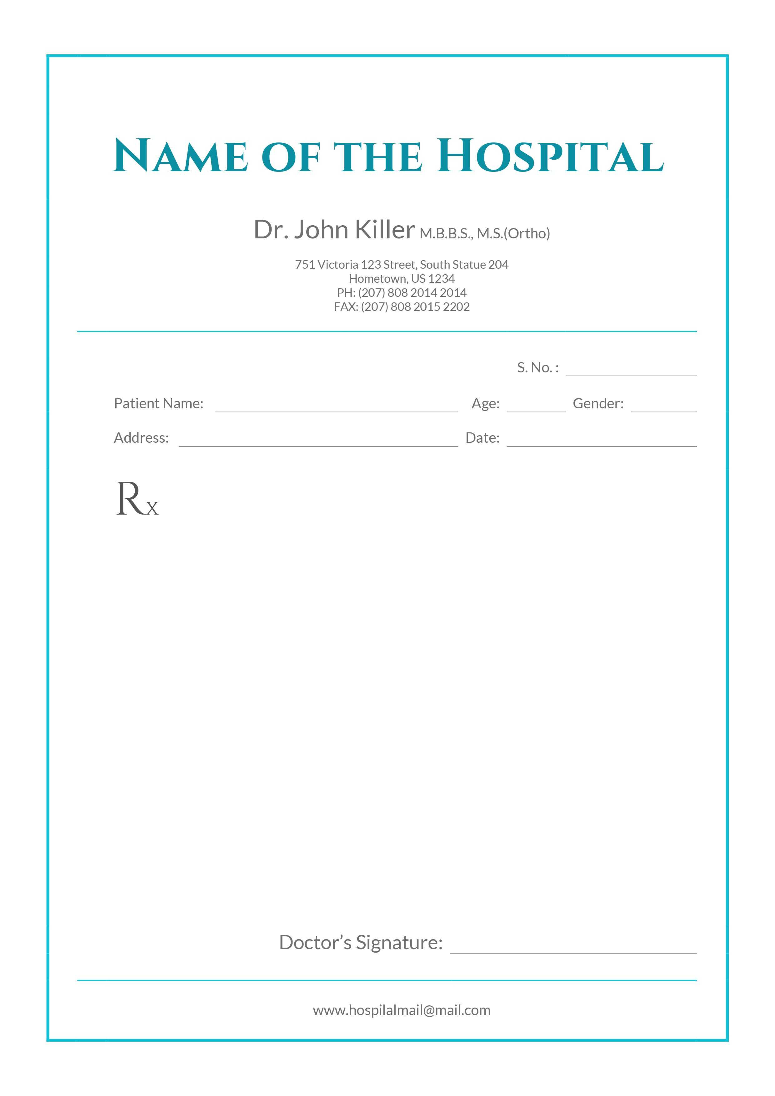 Free Medical Prescription Format | Download | Medical With Regard To Blank Prescription Form Template
