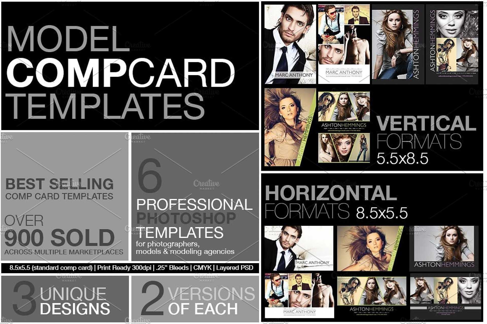 Free Microsoft Word Comp Card Template Model Photoshop Psd Within Free Comp Card Template