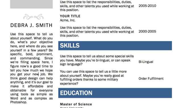 Free Microsoft Word Resume Template | Microsoft Resume regarding Resume Templates Word 2010