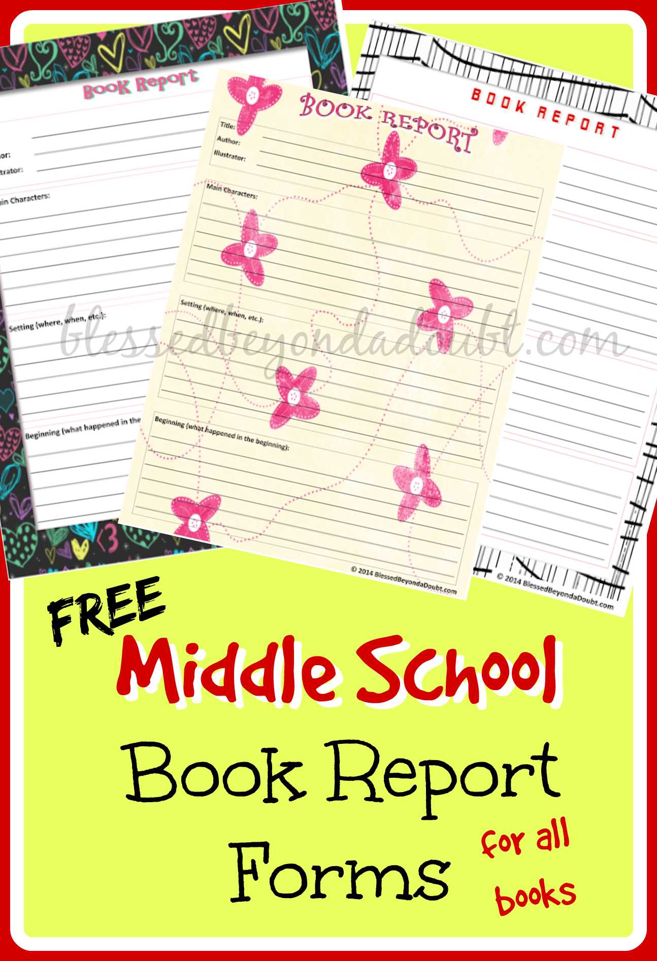 Free Middle School Printable Book Report Form! – Blessed Inside Middle School Book Report Template