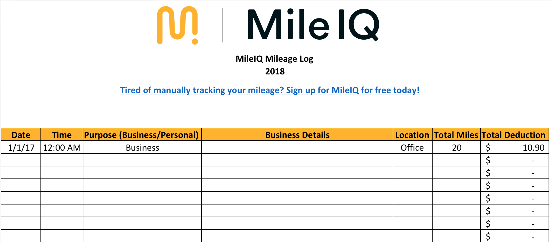 Free Mileage Log Template For Taxes, Track Business Miles Within Mileage Report Template
