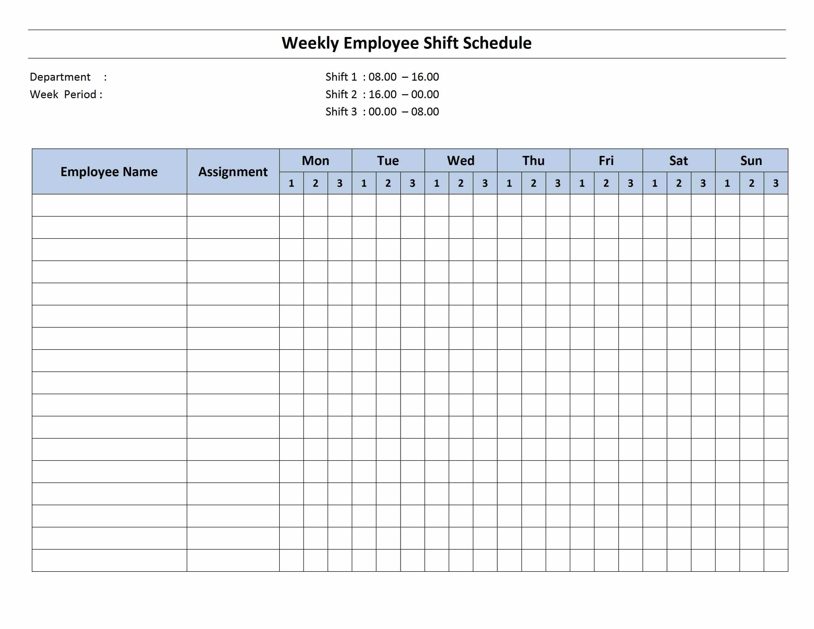 Free Monthly Work Schedule Template | Weekly Employee 8 Hour Within Blank Monthly Work Schedule Template