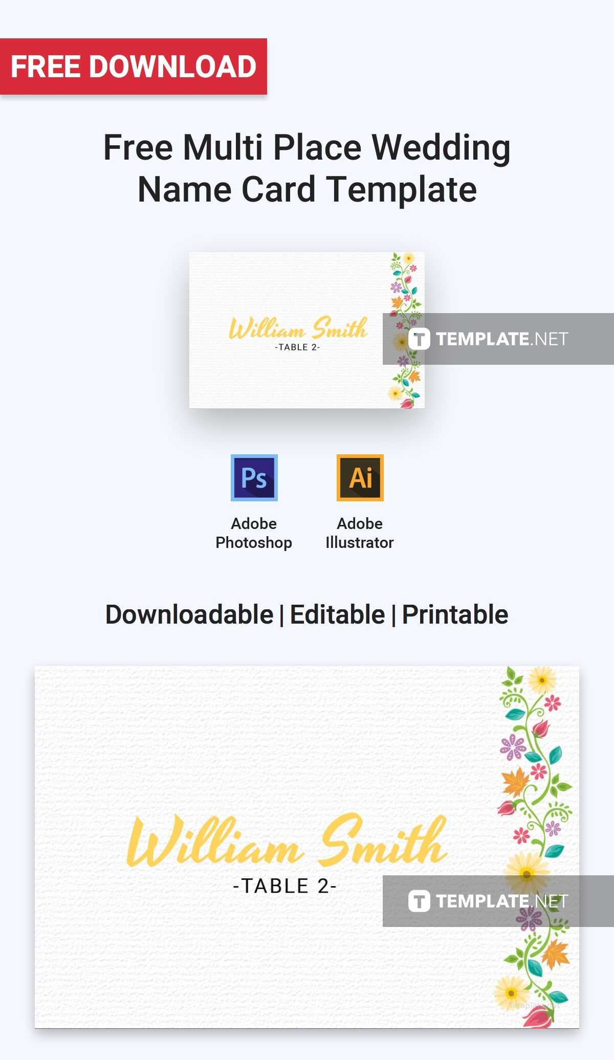 Free Multi Place Wedding Name Card | Card Templates With Table Name Cards Template Free