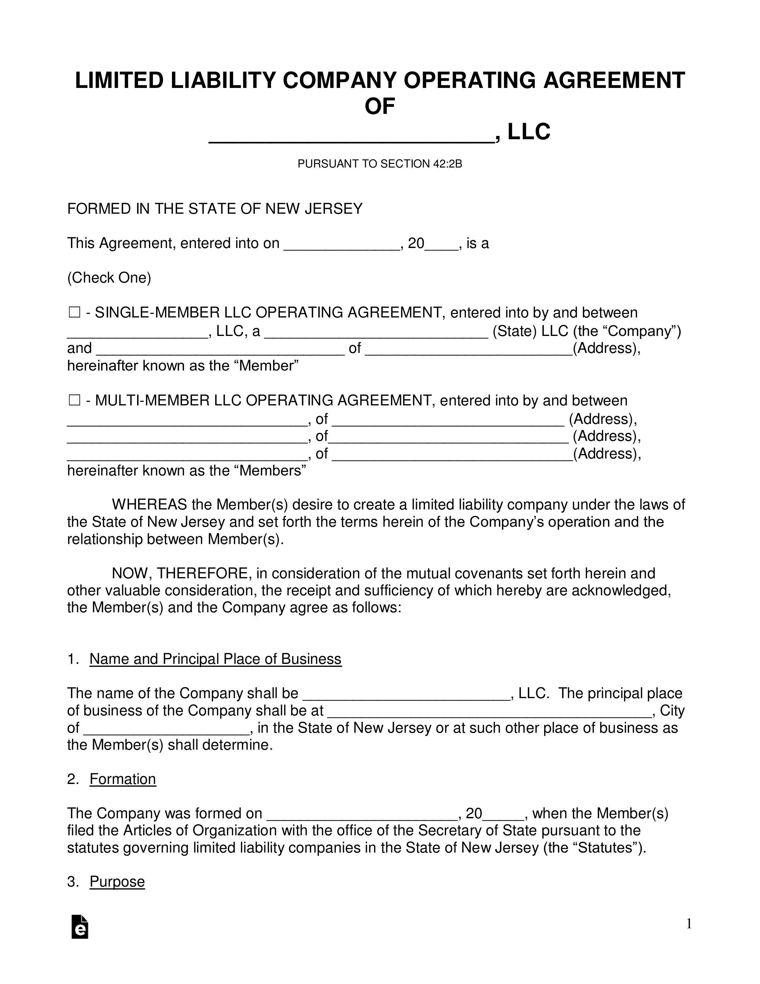 Free New Jersey Llc Operating Agreement Templates – Pdf With Llc Annual Report Template