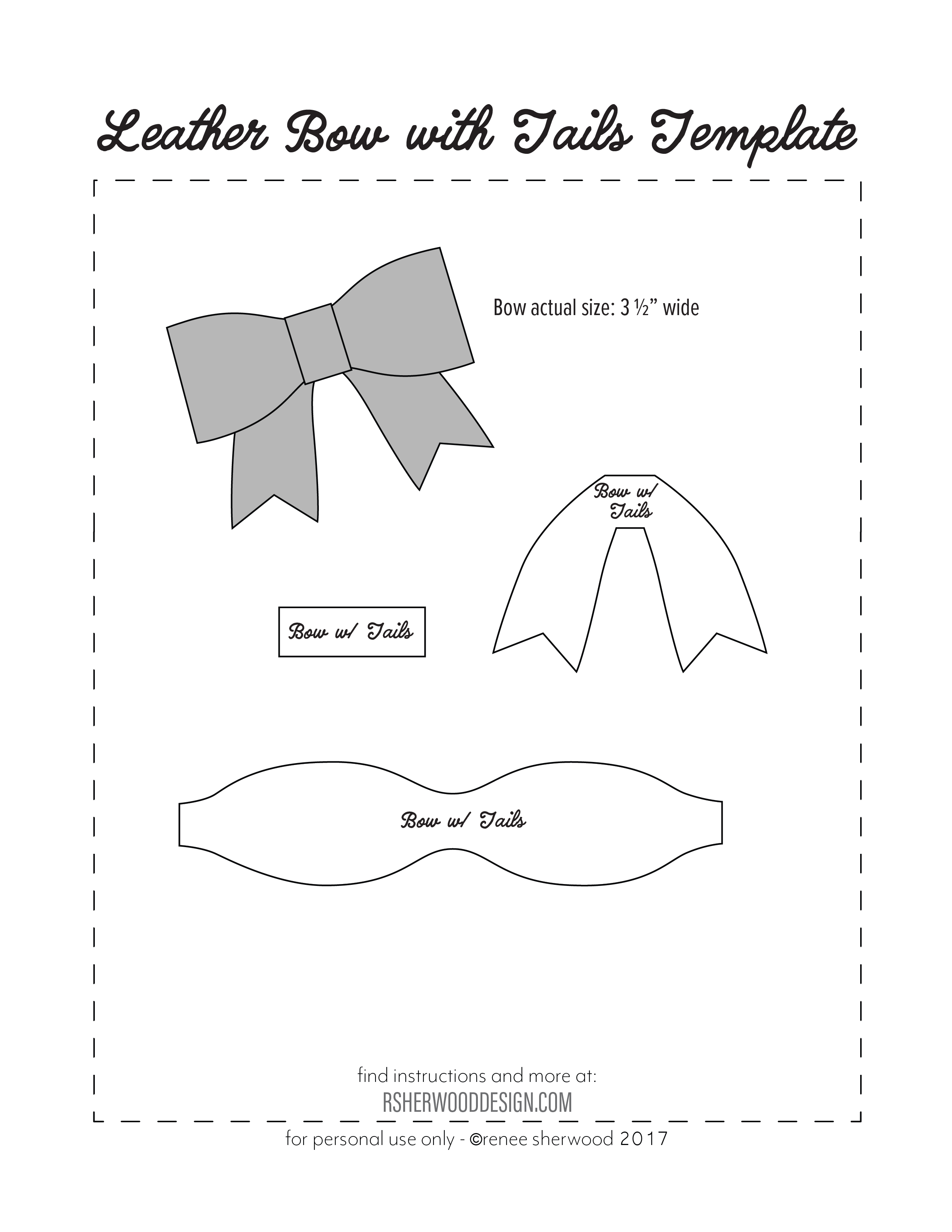 Free No Sew Leather Or Felt Bow Template Download At Www Throughout Headband Card Template