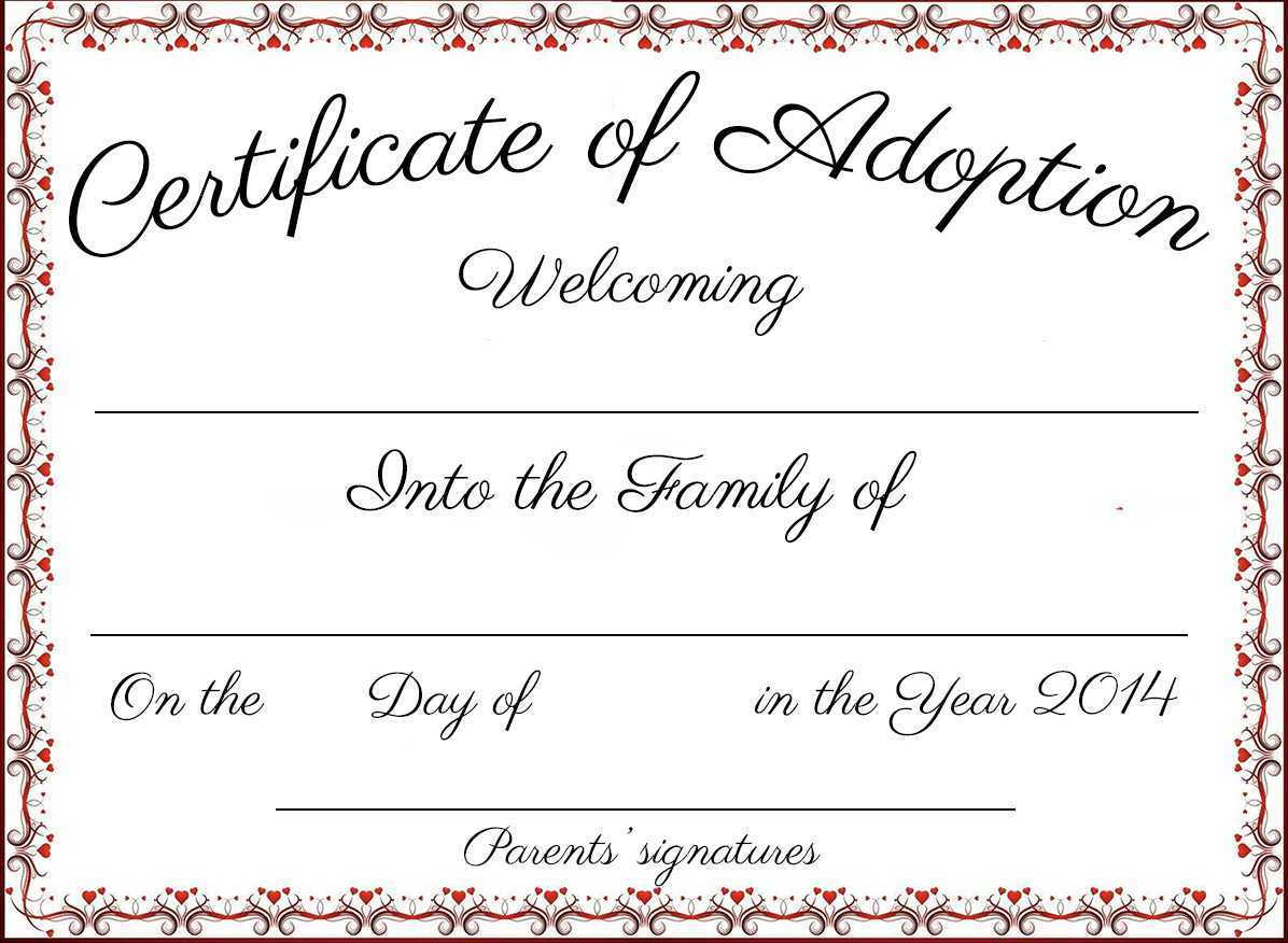 Free Printable Adoption Certificate | Mult Igry Within Blank Adoption Certificate Template
