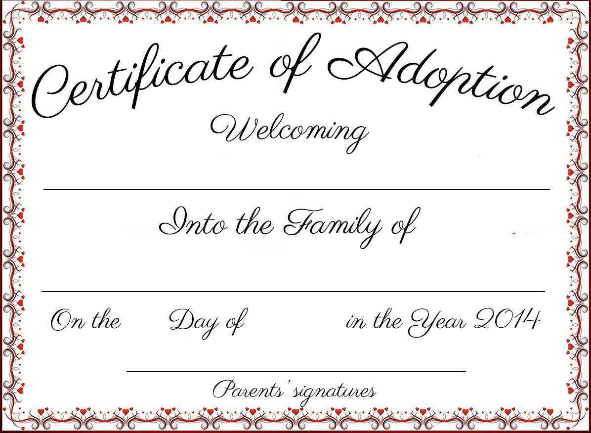 Free Printable Adoption Certificate | Mult Igry Within Blank Adoption Certificate Template