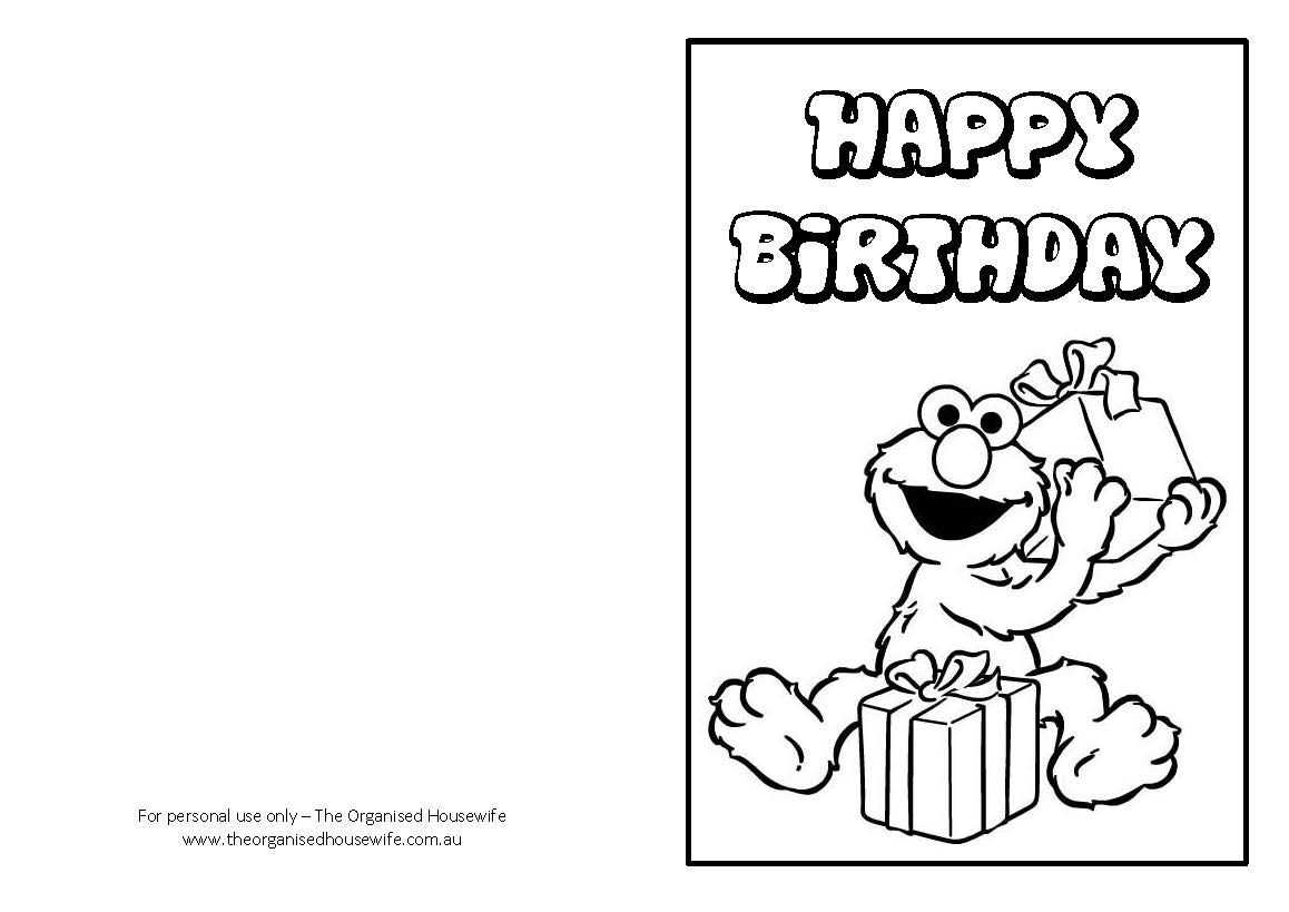 Free Printable: Birthday Cards | Coloring Birthday Cards Throughout Elmo Birthday Card Template