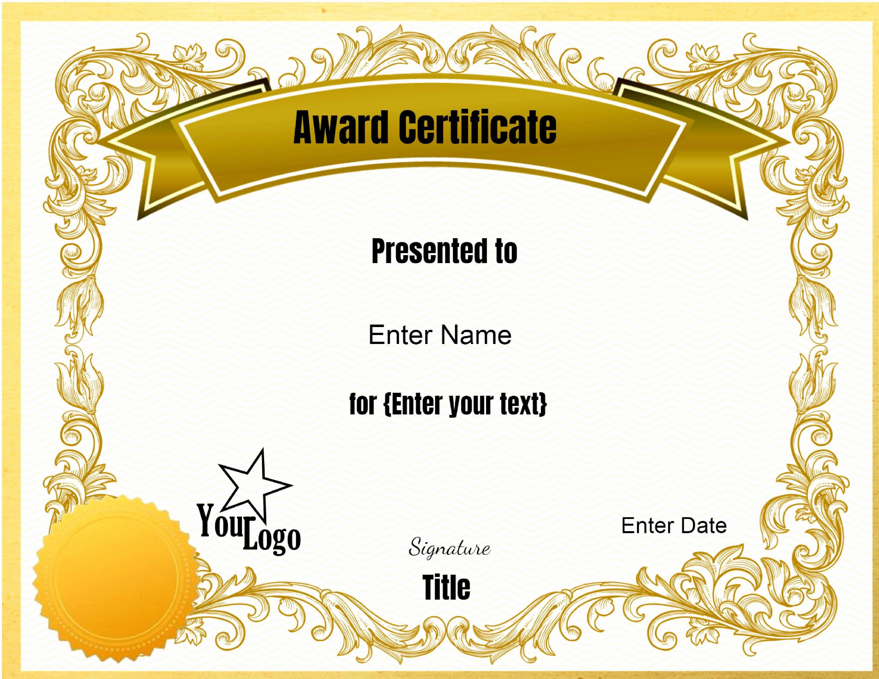 Free Printable Blank Award Certificate Templates Template Regarding Free Printable Blank Award Certificate Templates