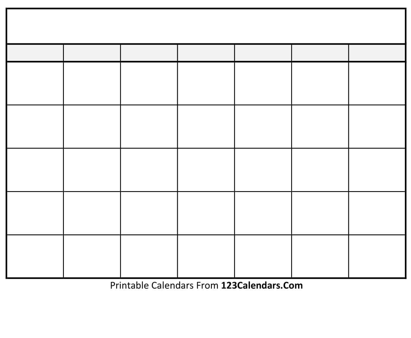 Free Printable Blank Calendar | 123Calendars Blank Calendar For Blank Calender Template