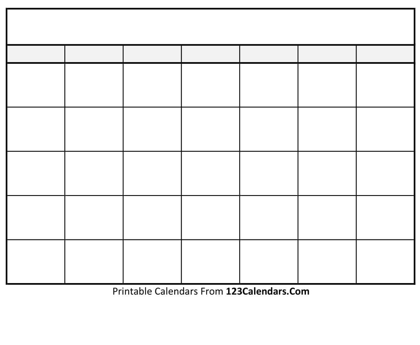 Free Printable Blank Calendar | 123Calendars Blank Calendar Intended For Blank Calander Template