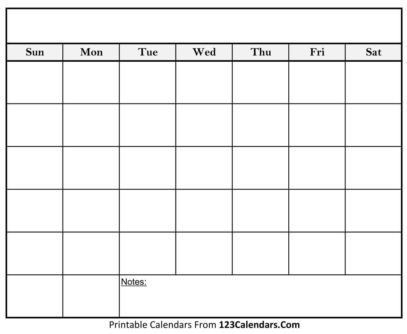 Free Printable Blank Calendar | 123Calendars Inside Blank One Month Calendar Template
