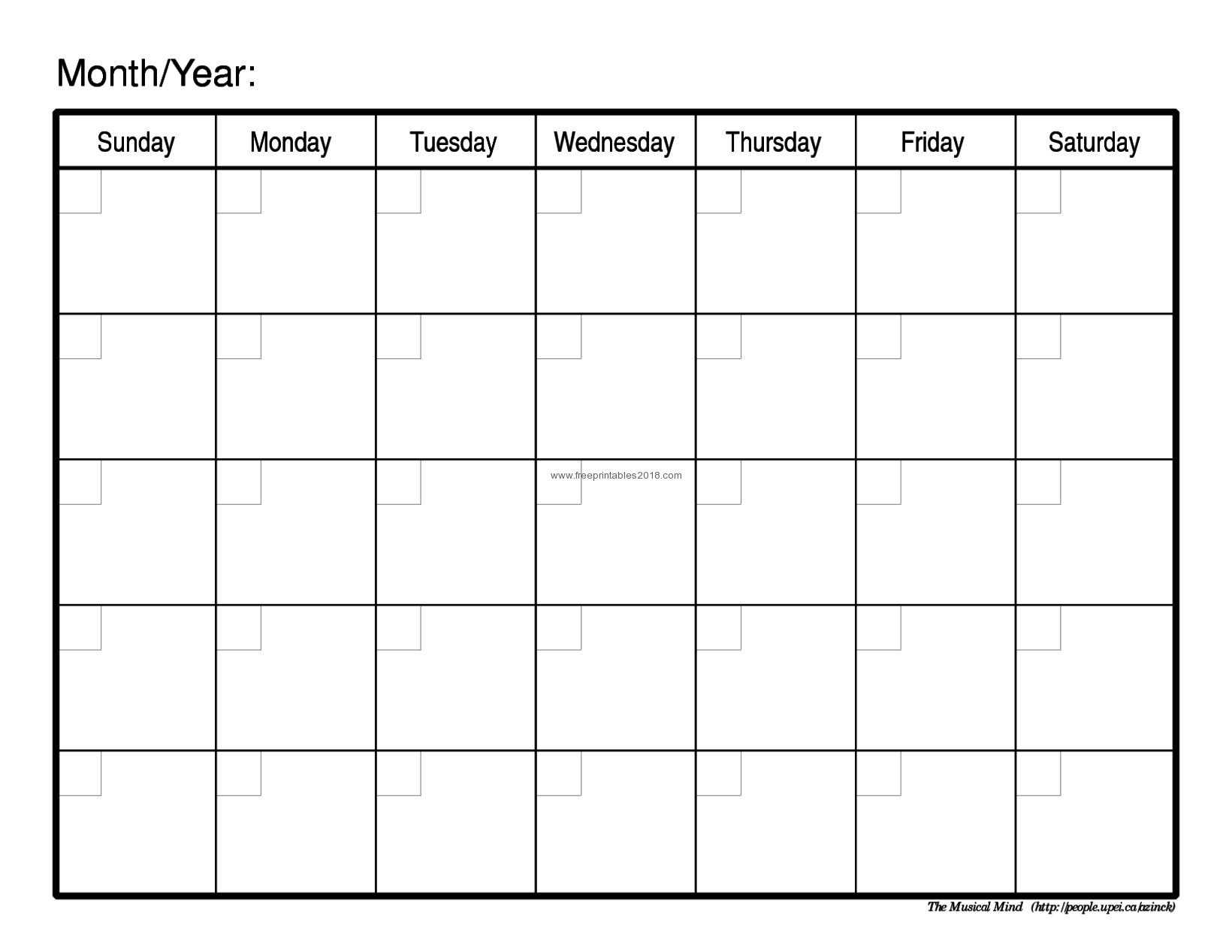 Free Printable Calendar Blank Free Printable Blank Calendar Within Blank Calender Template