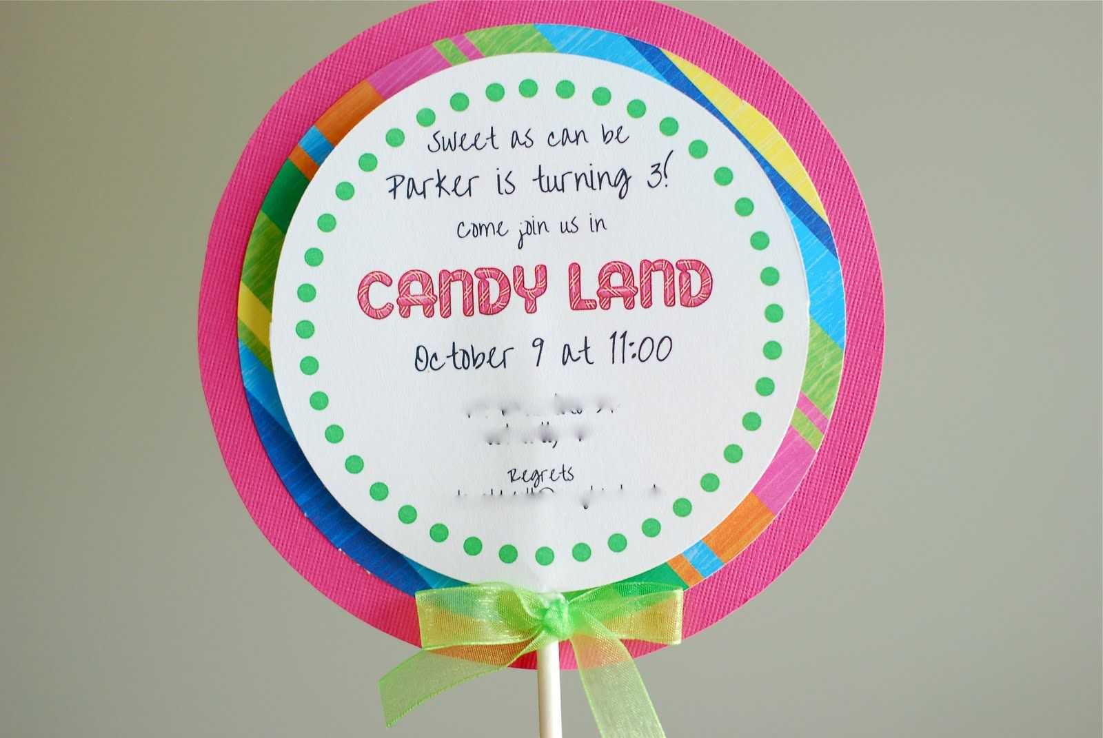 Free Printable Candyland Invitation Templates |  Than I For Blank Candyland Template
