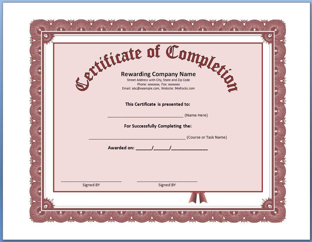 Free Printable Certificate Of Completion #1313 Regarding Certificate Of Completion Template Free Printable