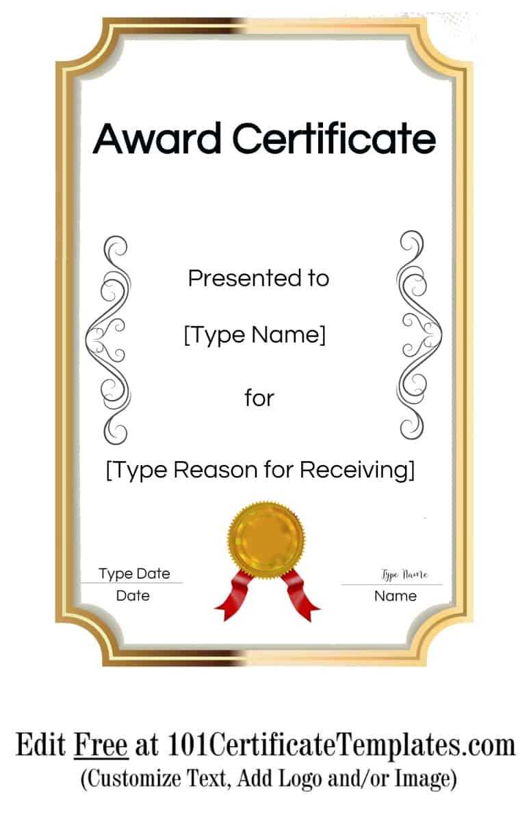 Free Printable Certificate Templates | Customize Online For Sample Award Certificates Templates