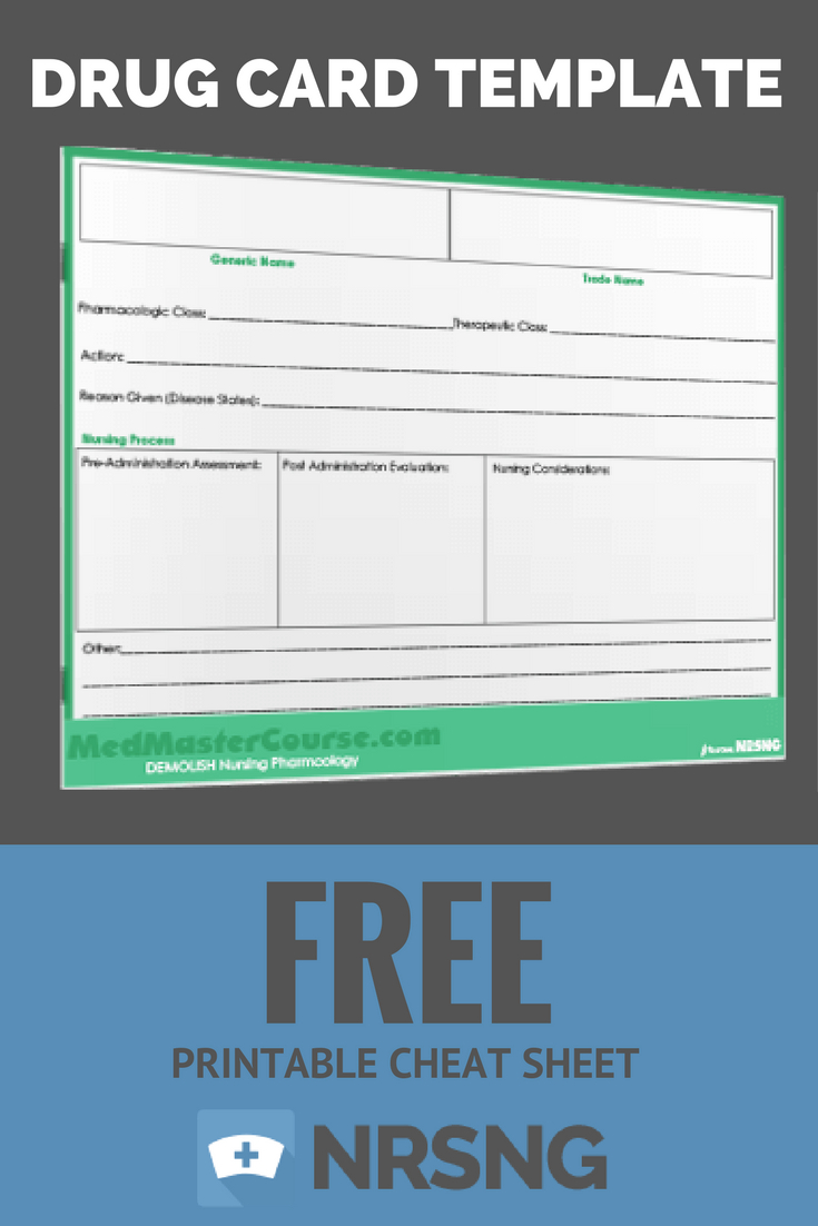 Free Printable Cheat Sheet | Drug Card Template | Nursing With Regard To Pharmacology Drug Card Template
