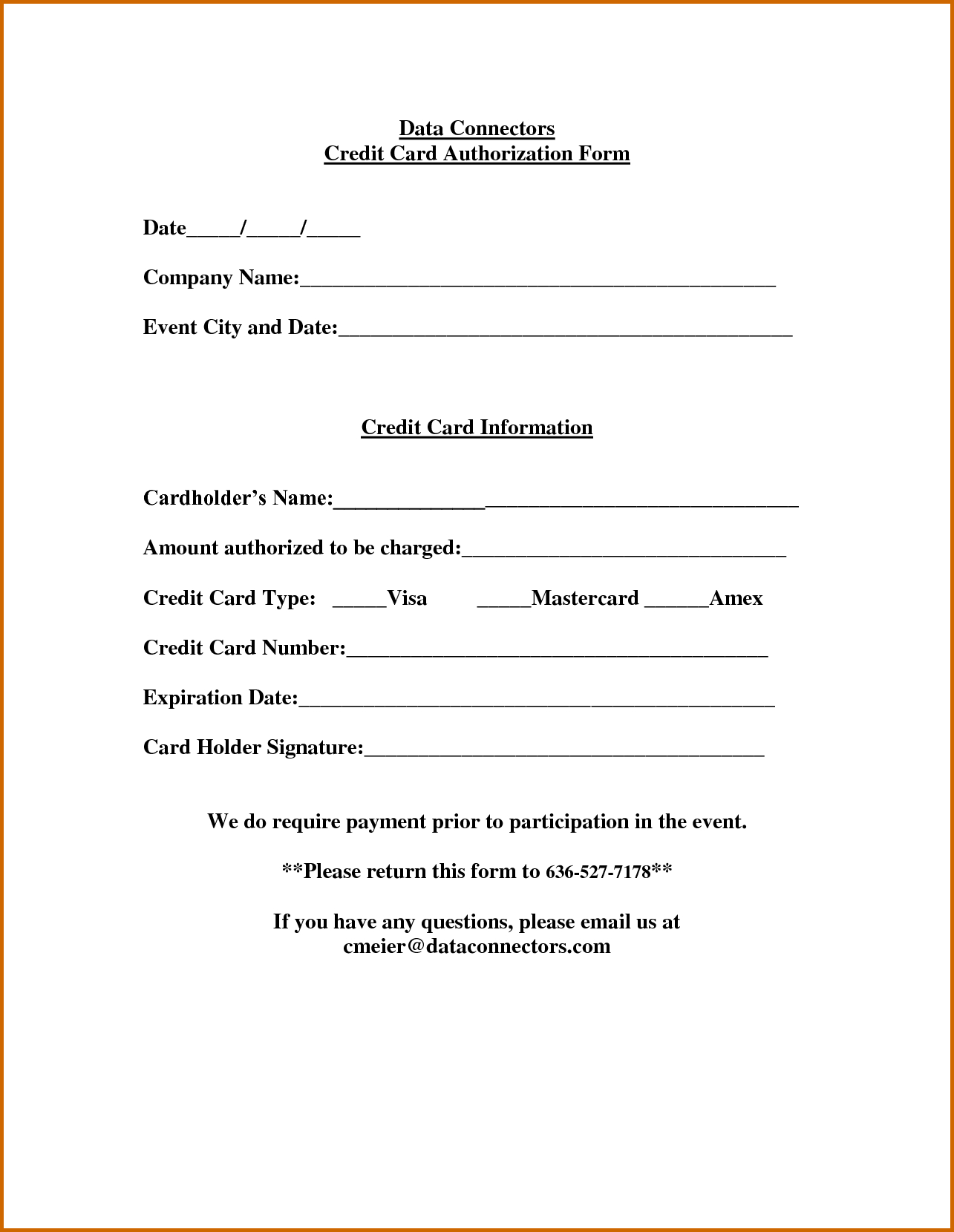 Free Printable Credit Card Authorization Form | Mult Igry Throughout Authorization To Charge Credit Card Template
