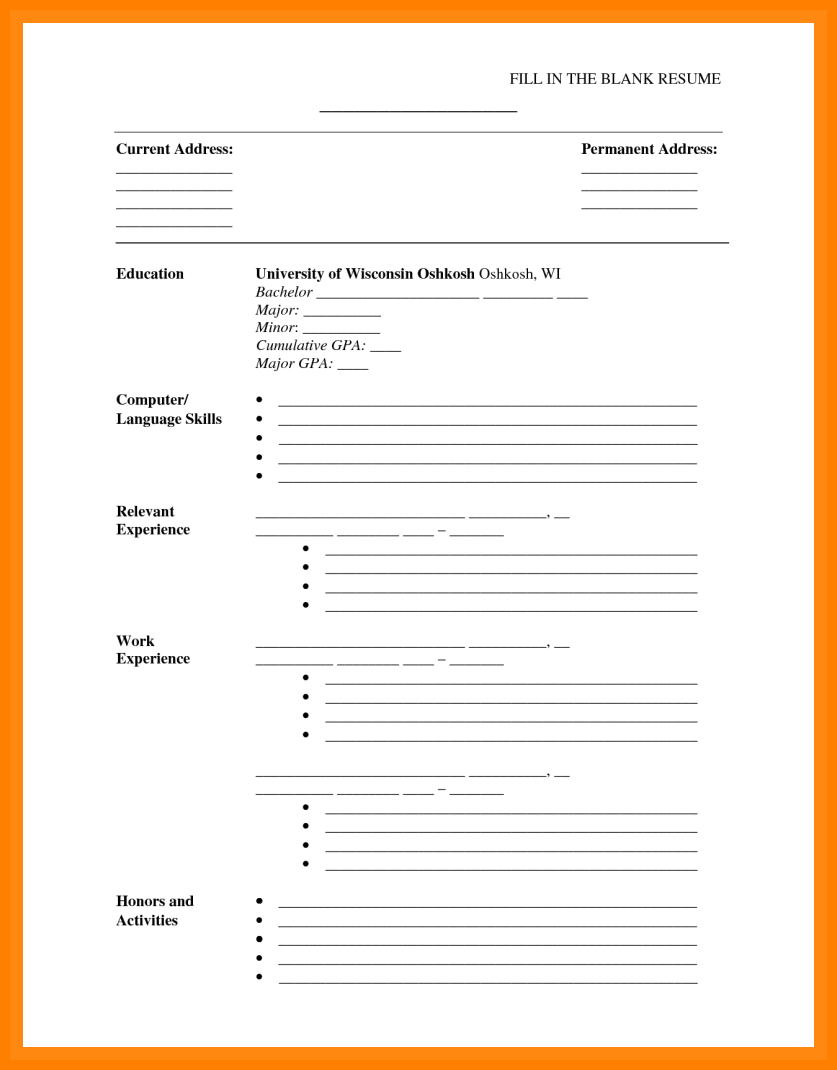 Free Printable Cv Template Online Resume Templates Download Regarding Free Blank Cv Template Download