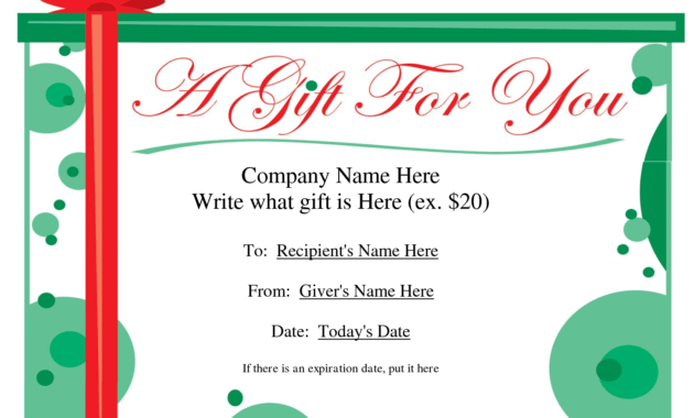 Free Printable Gift Certificate Template | Free Christmas within Free Christmas Gift Certificate Templates