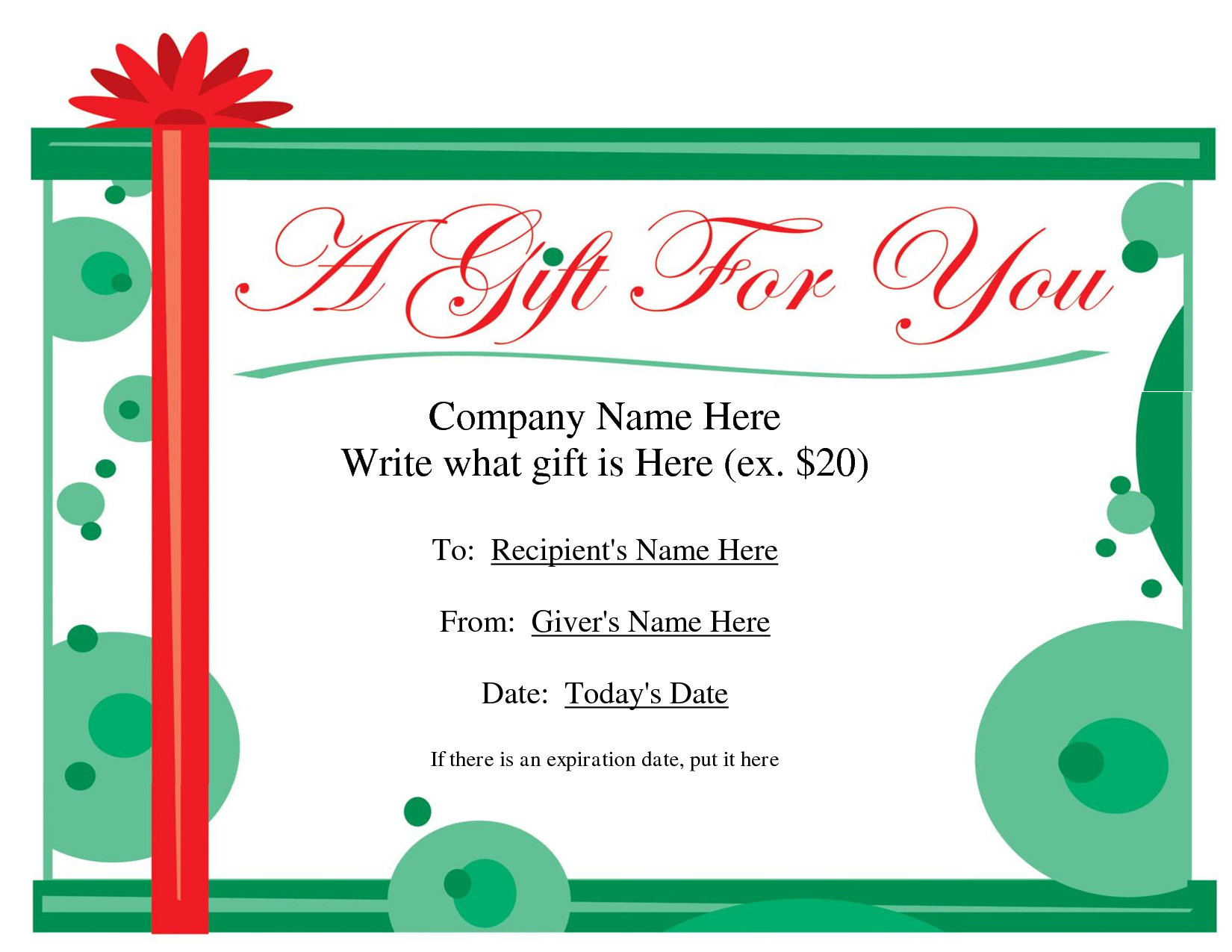 Free Printable Gift Certificate Template | Free Christmas Within Free Christmas Gift Certificate Templates