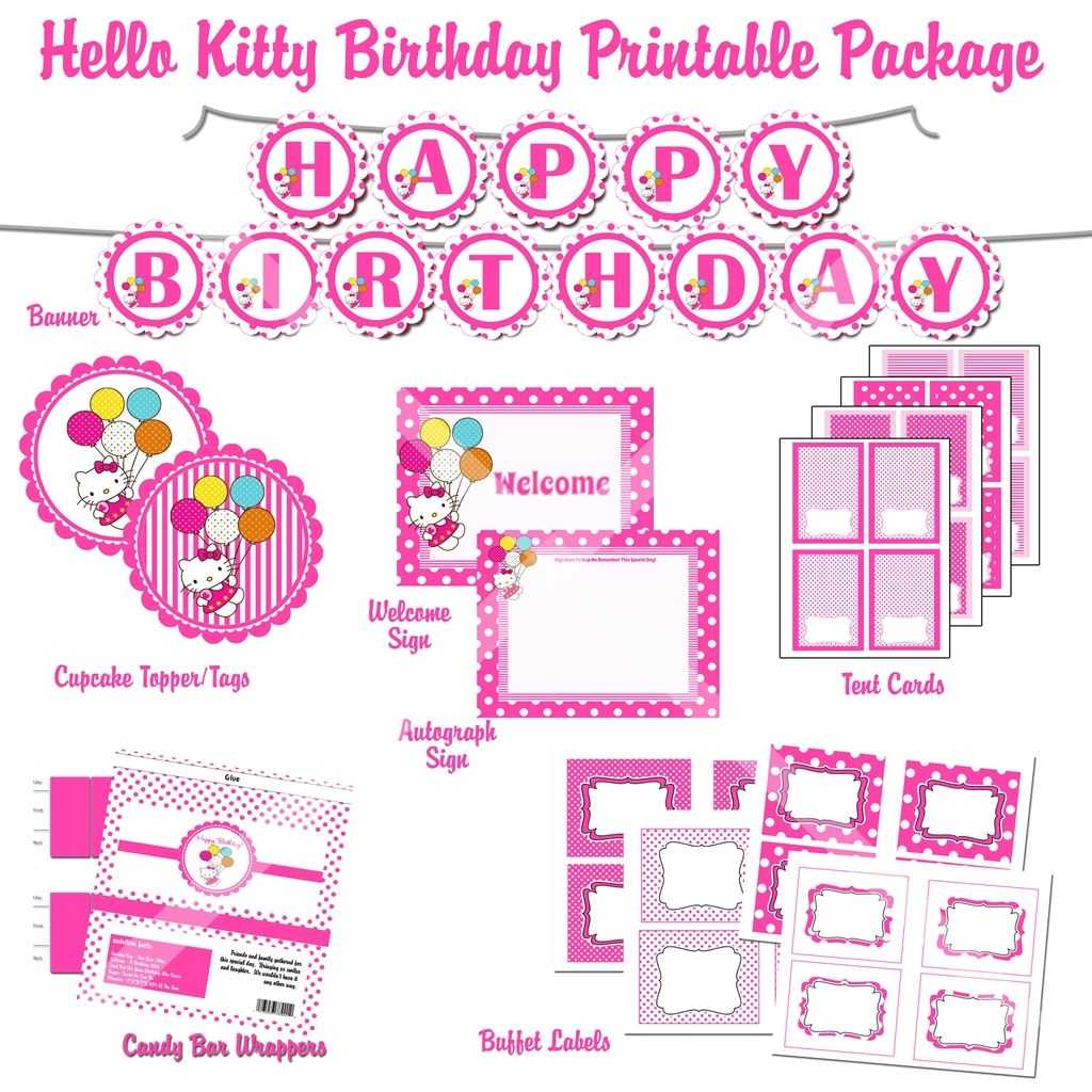 Free Printable Hello Kitty 1St Birthday Invitations Regarding Hello Kitty Banner Template