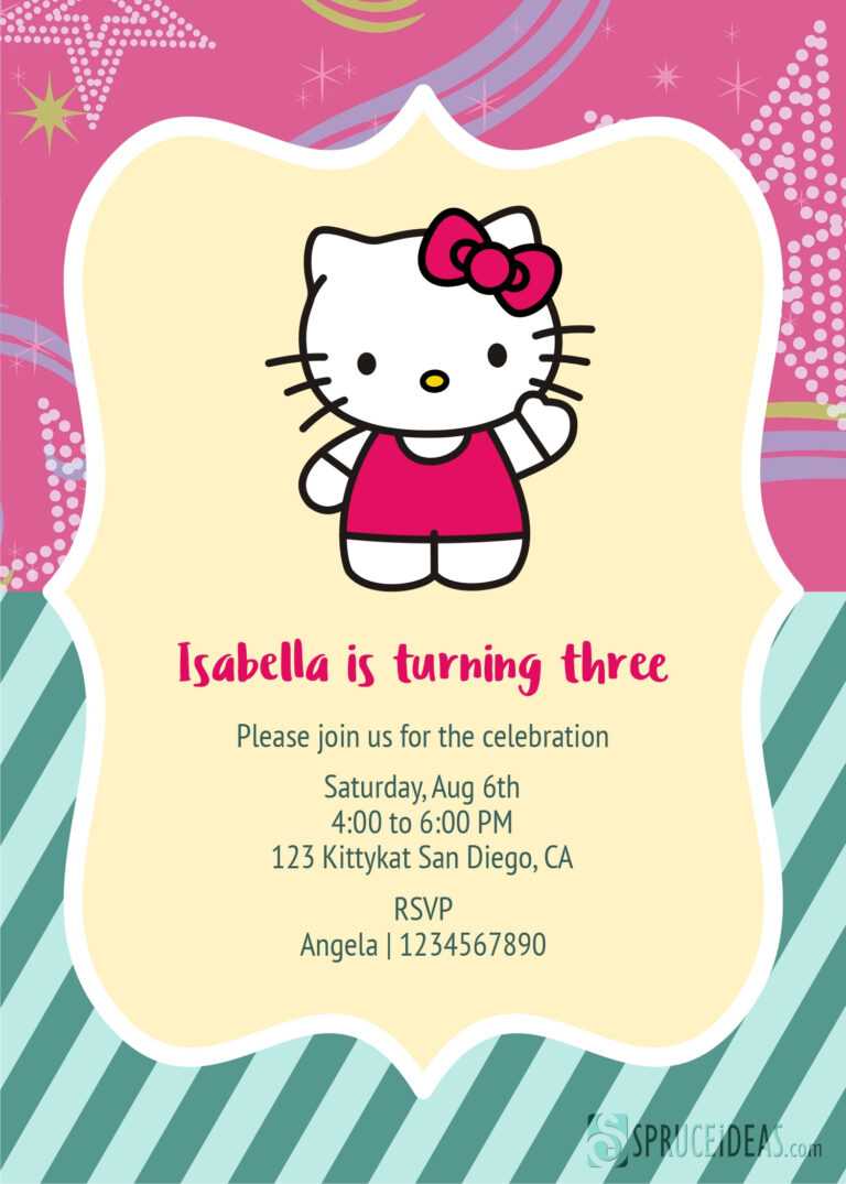Free Printable Hello Kitty Birthday Invitation Card Template regarding ...