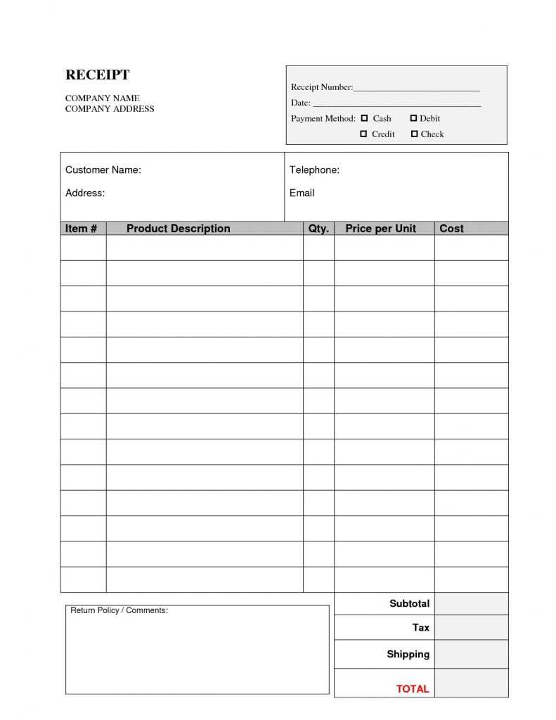 Free Printable Invoices For Contractors Receipts Templates With Blank Checklist Template Pdf