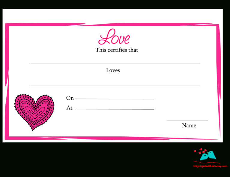 Free Printable Love Certificates in Love Certificate Templates ...